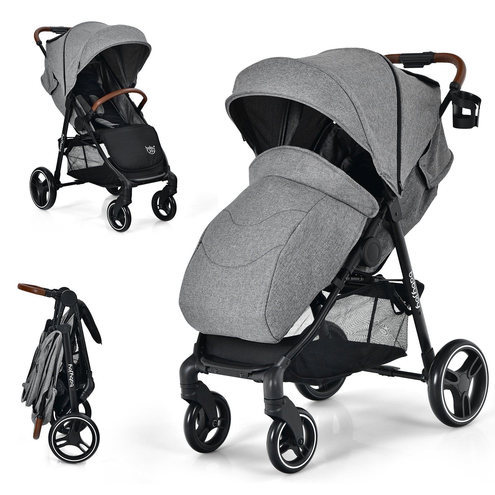5-Point Harness Lightweight Infant Stroller with Foot Cover and Adjustable Backrest