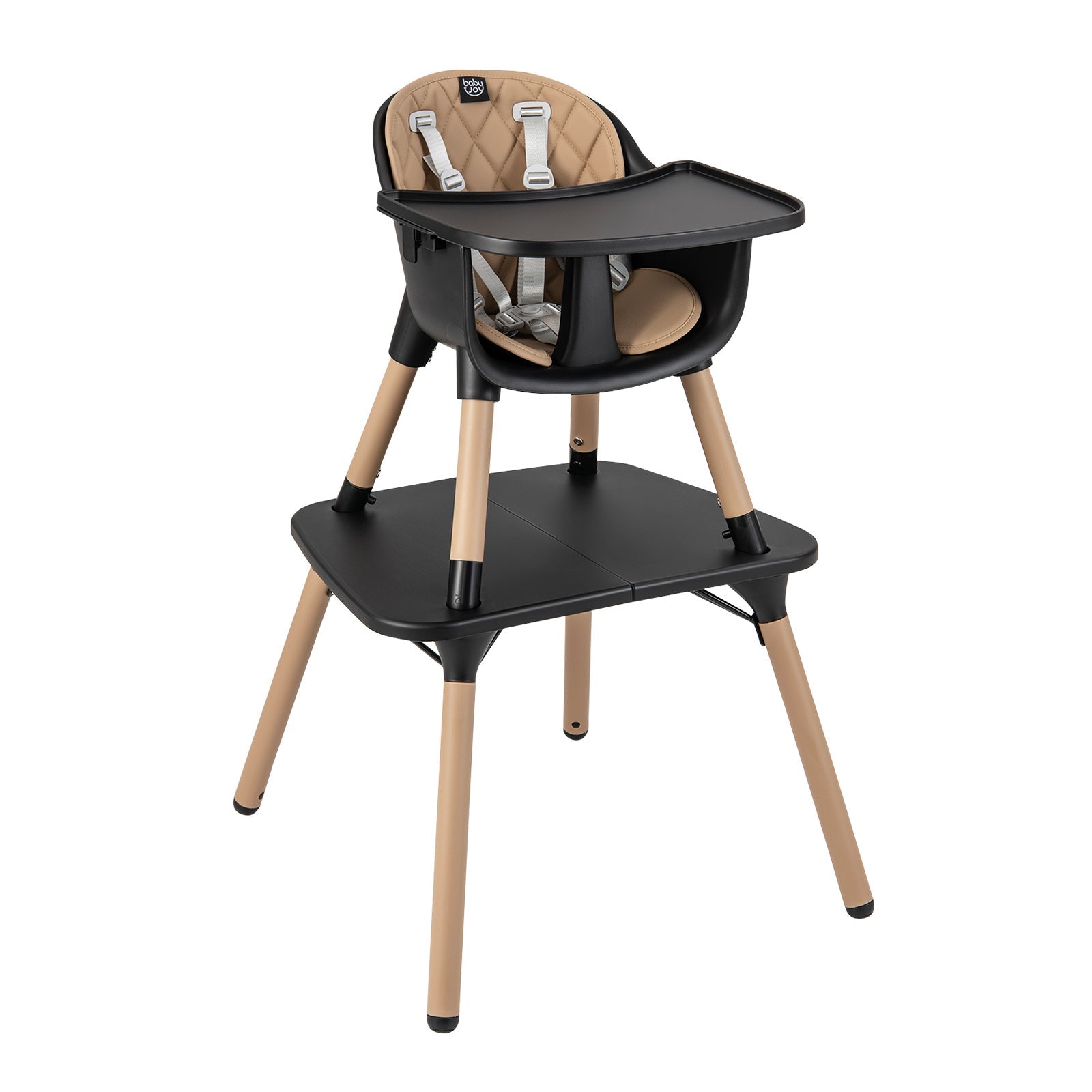 4-in-1 Baby Convertible Toddler Table Chair Set with PU Cushion