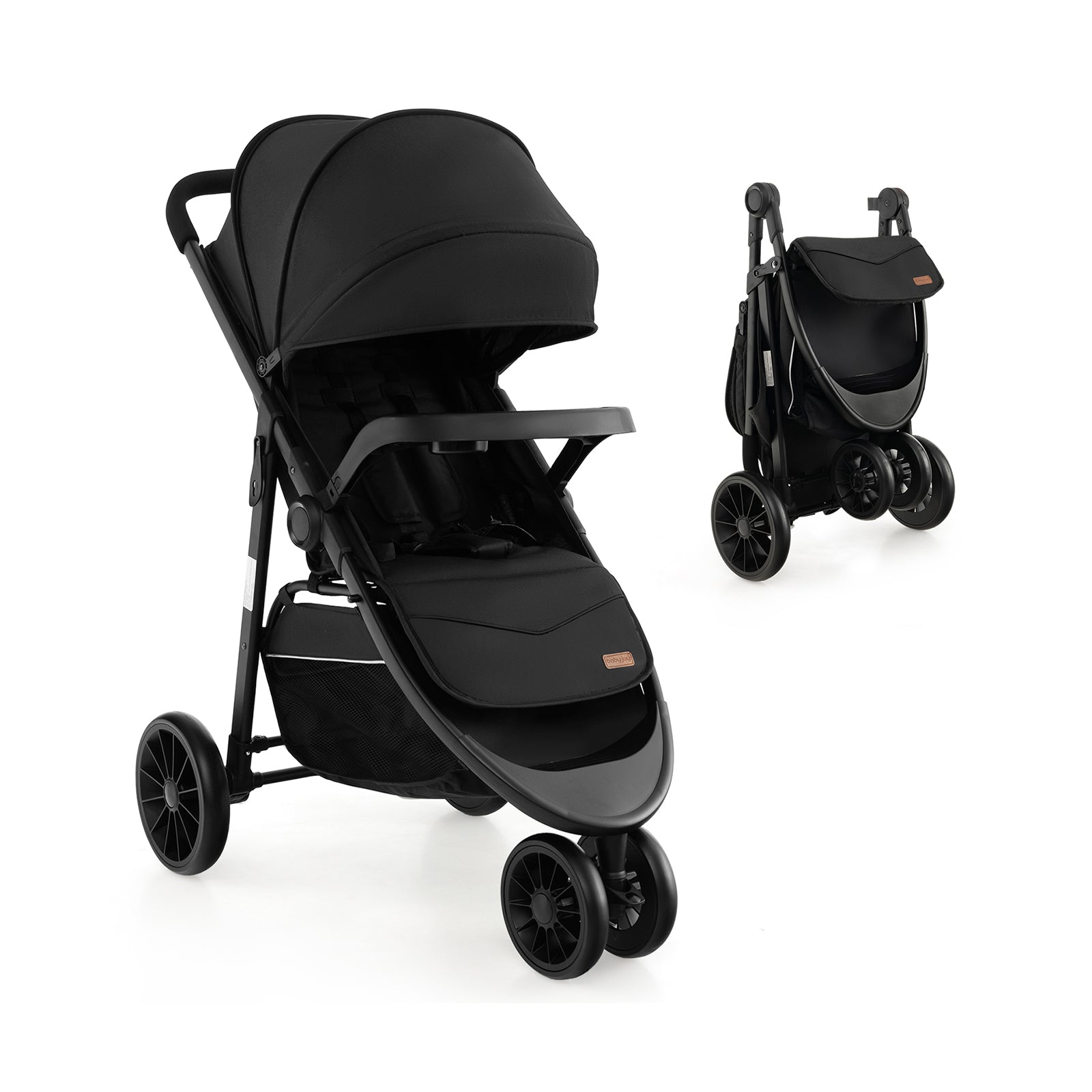 Baby Jogging Stroller with Adjustable Canopy for Newborn