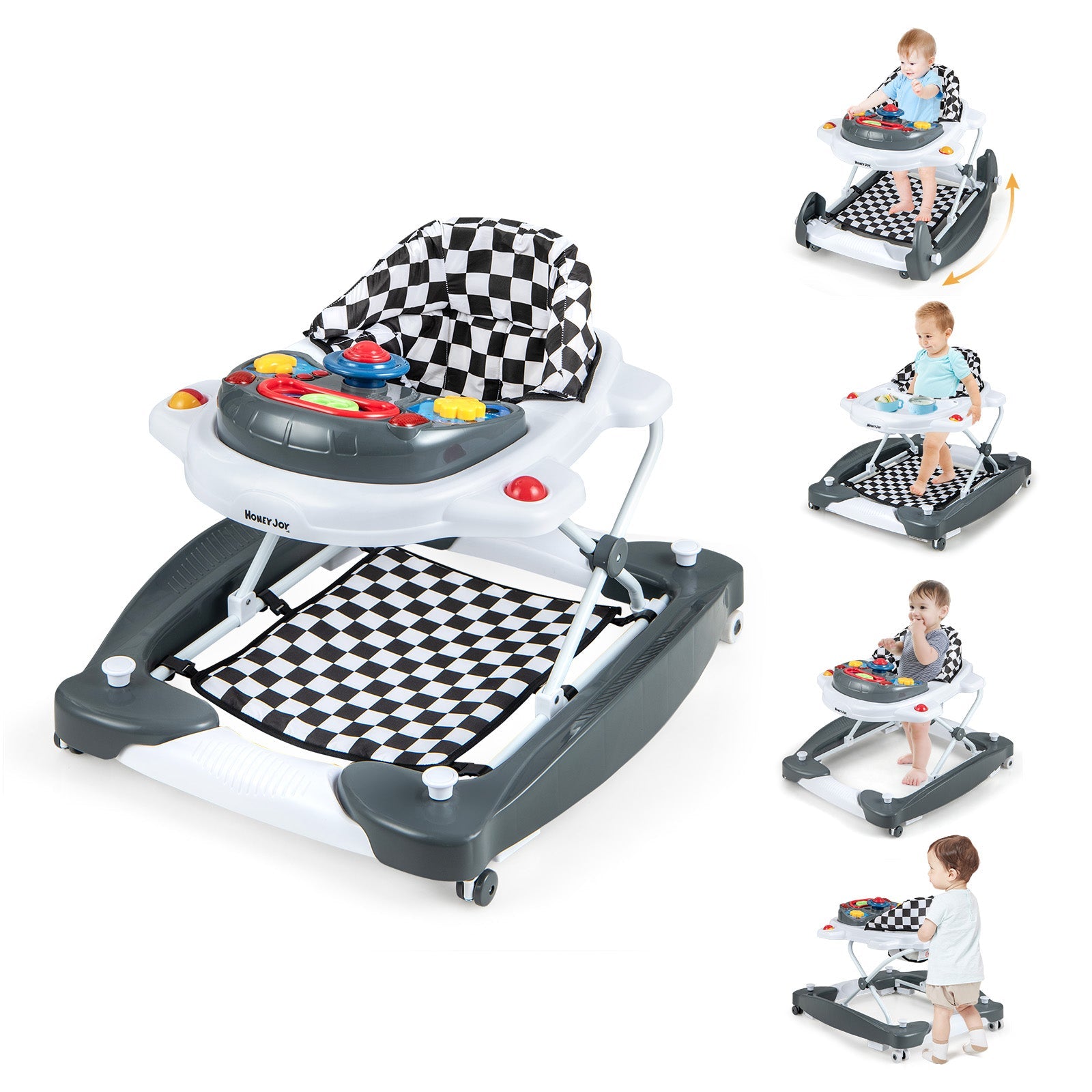 6 in 1 Foldable Baby Walker with Adjustable Height
