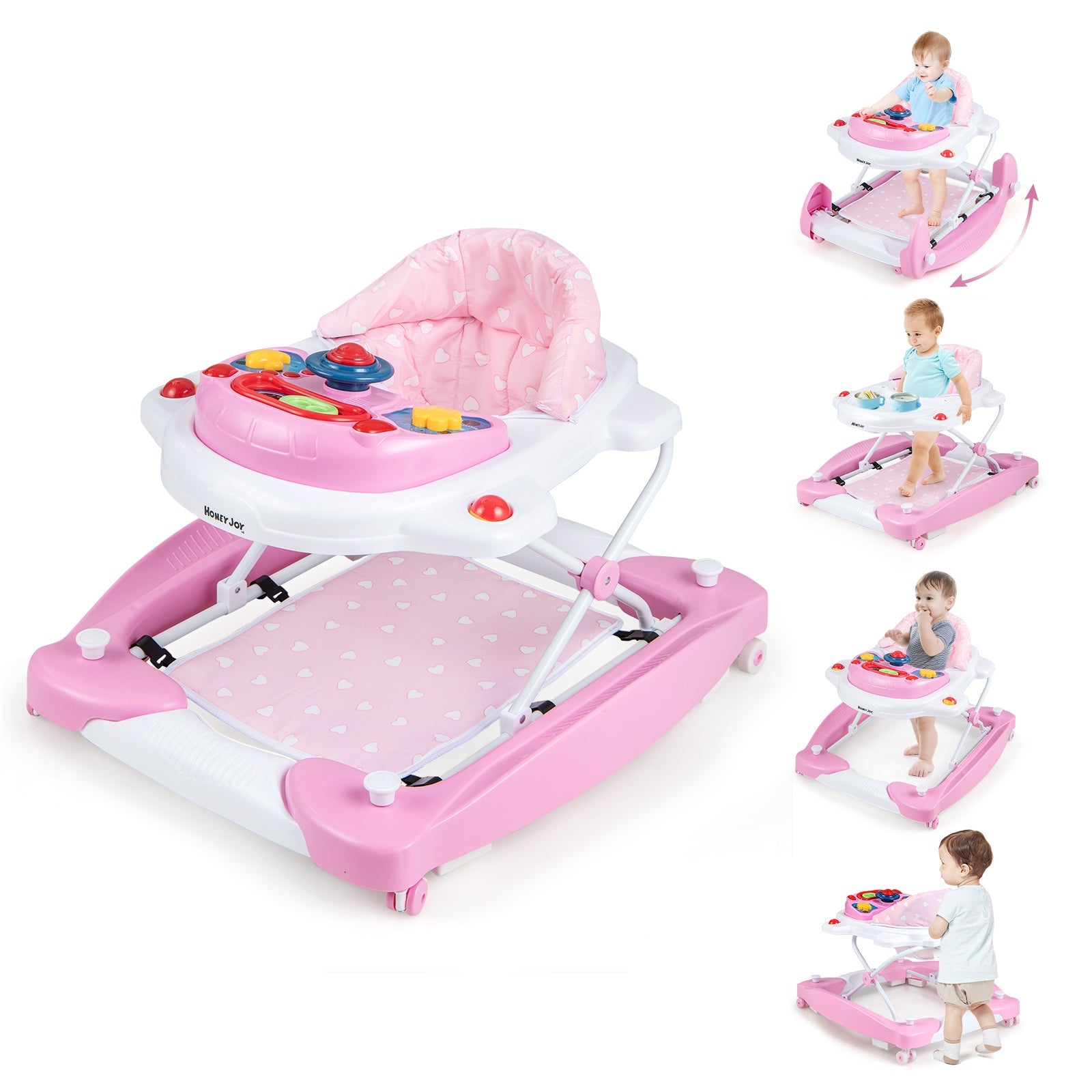 6 in 1 Foldable Baby Walker with Adjustable Height