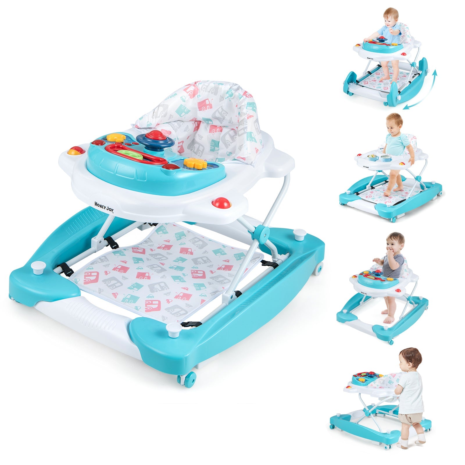 6 in 1 Foldable Baby Walker with Adjustable Height