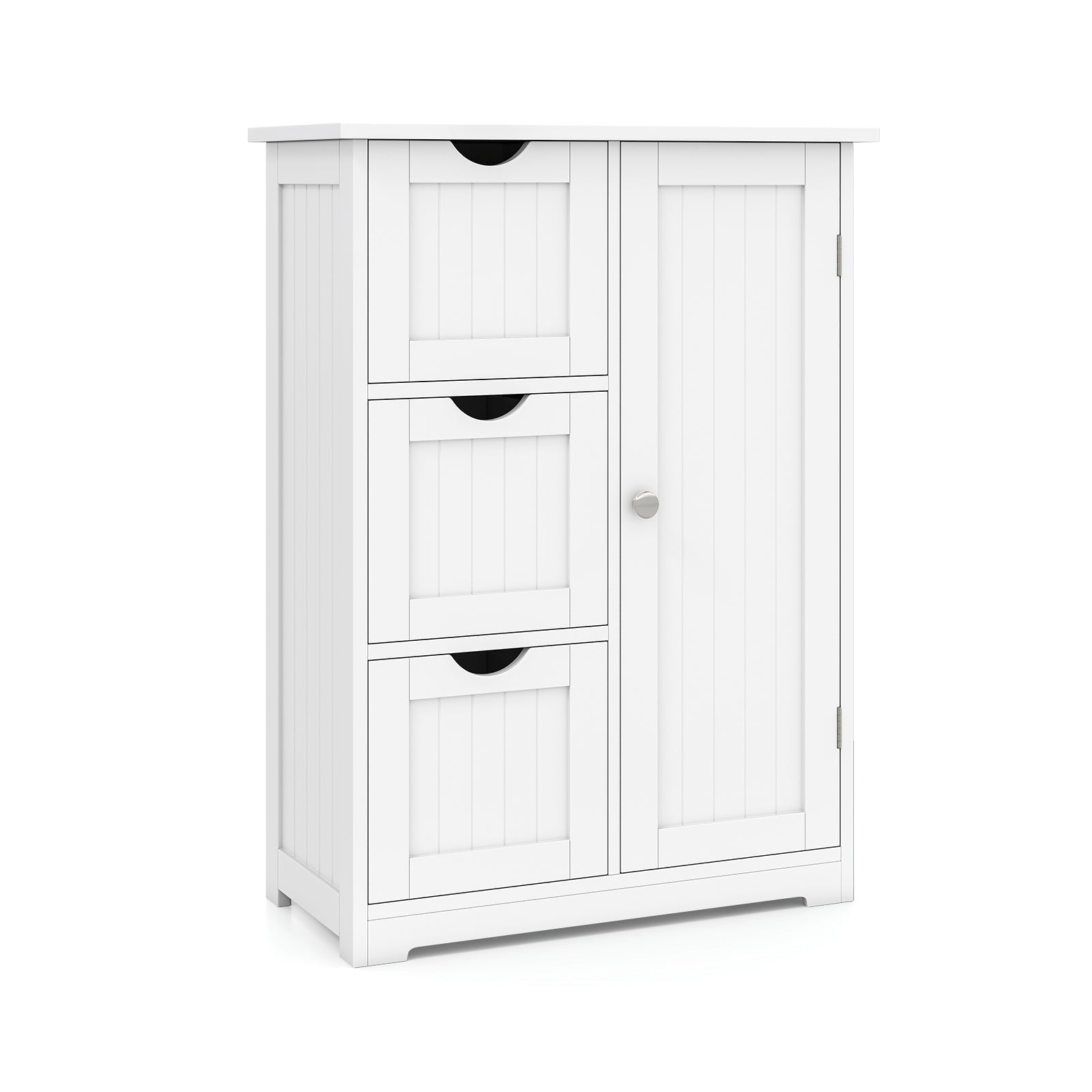 Bathroom Floor Cabinet Side Storage Cabinet with 3 Drawers and 1 Cupboard