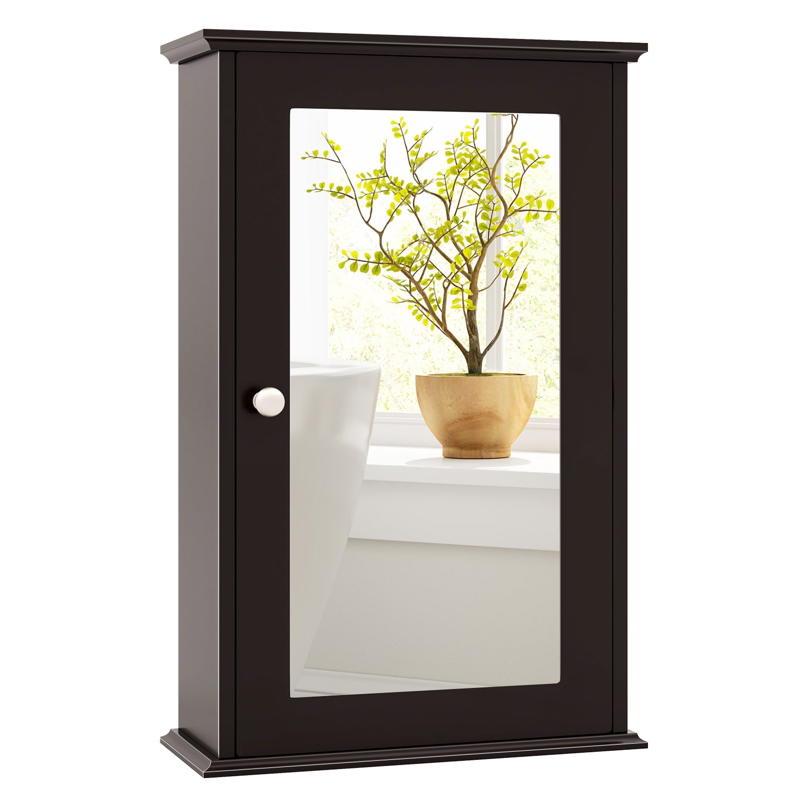 Bathroom Wall Cabinet with Single Mirror Door