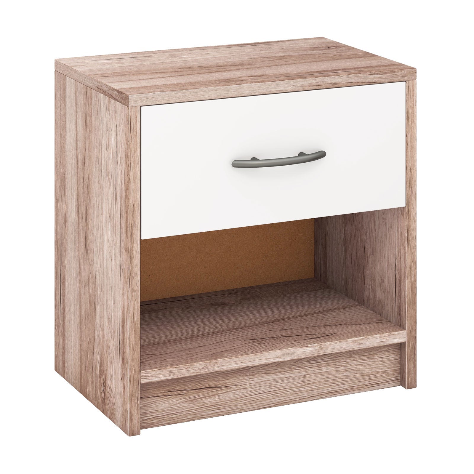 Bedside Table Nightstand with Drawer and Open Storage Shelf