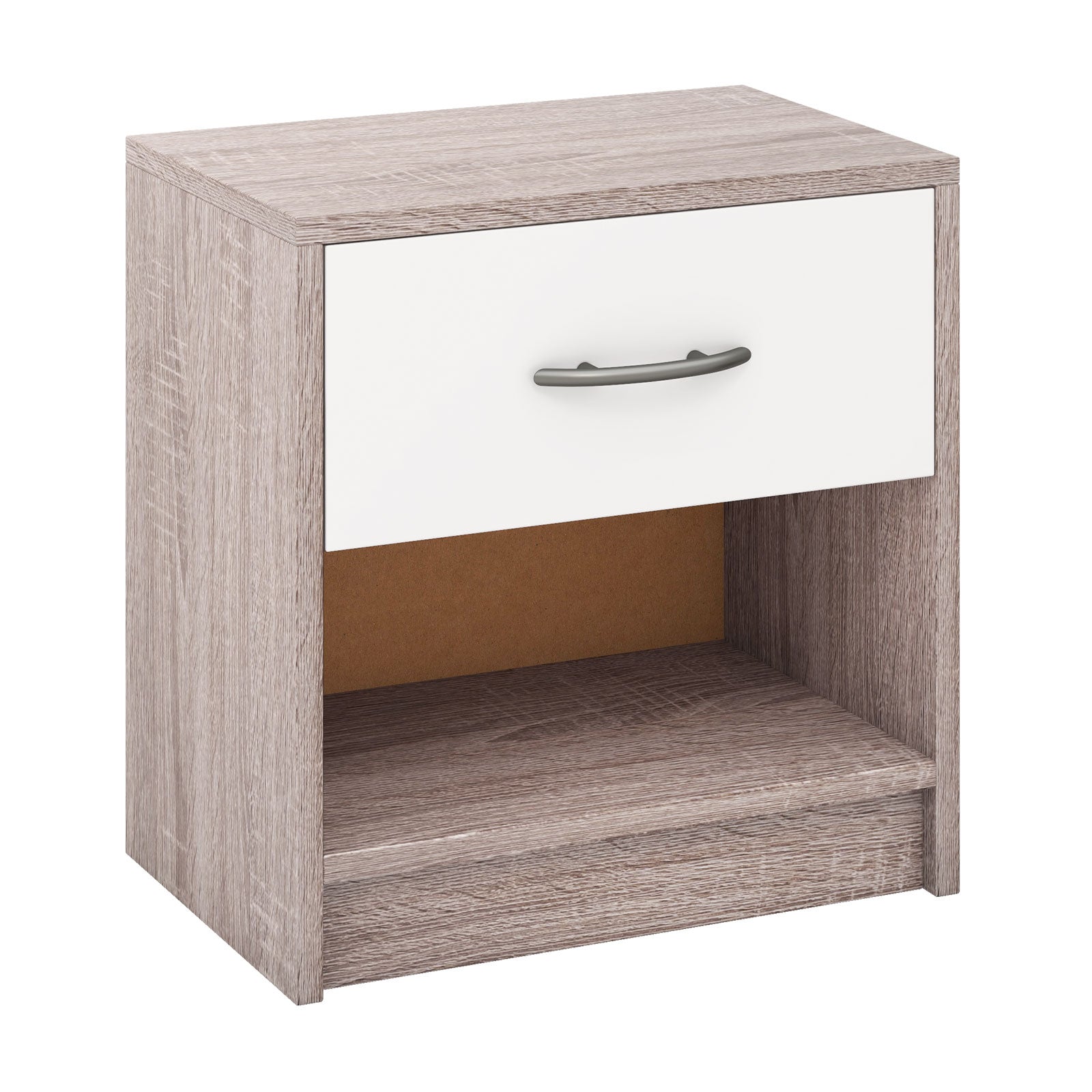 Bedside Table Nightstand with Drawer and Open Storage Shelf