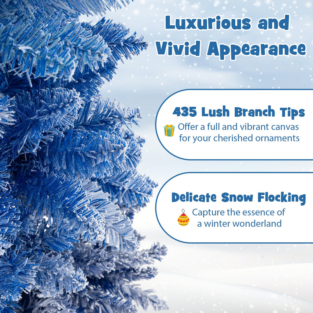 6 Feet Blue Gradient Snow Flocked Artificial Christmas Tree-Blue