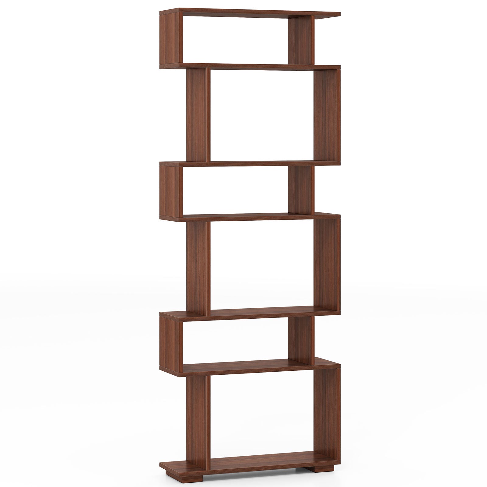 6-Tier Geometric Bookshelf with 2 Anti-Tipping Kits for Home Office