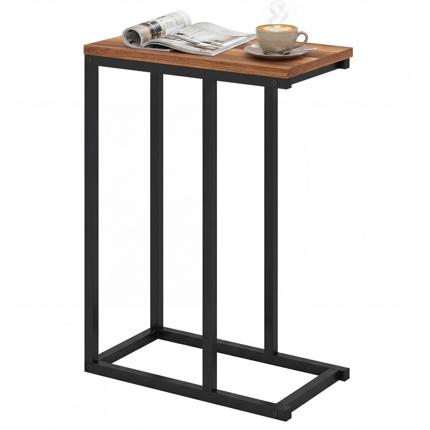 C-Shaped End Table Small Side Table with Sturdy Metal Frame