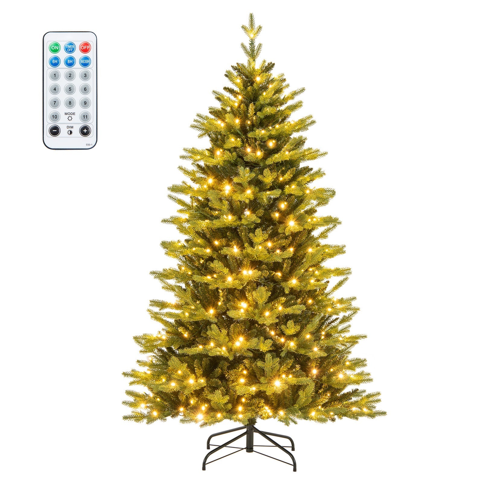 5 Feet Artificial Xmas Tree Hinged with 11 Lighting Modes and Remote Control