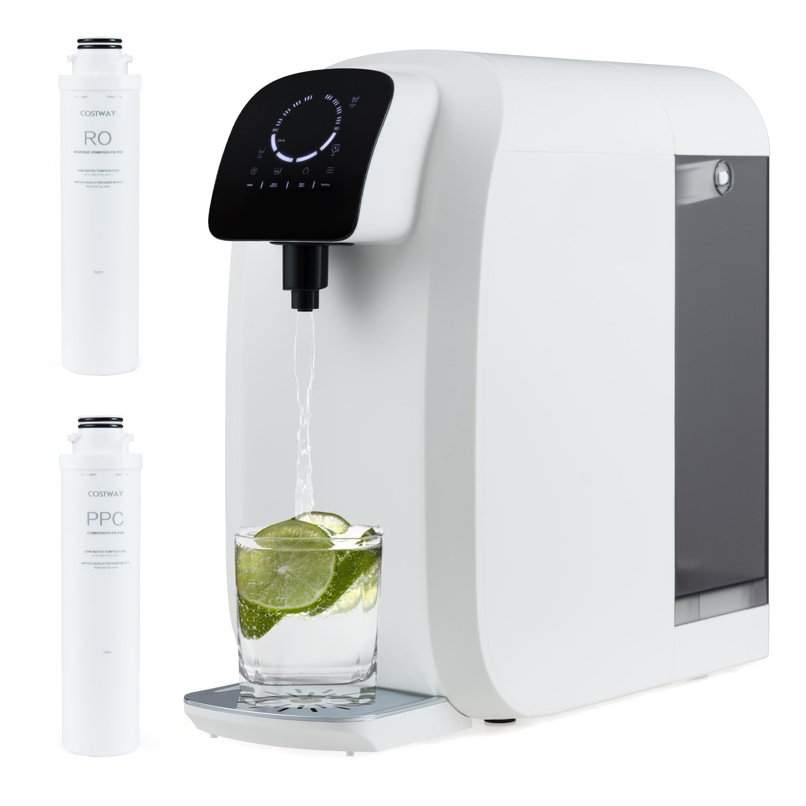 Countertop Reverse Osmosis Water Filter 5-Stage RO + PPC Water Filtration System with UV Light-White