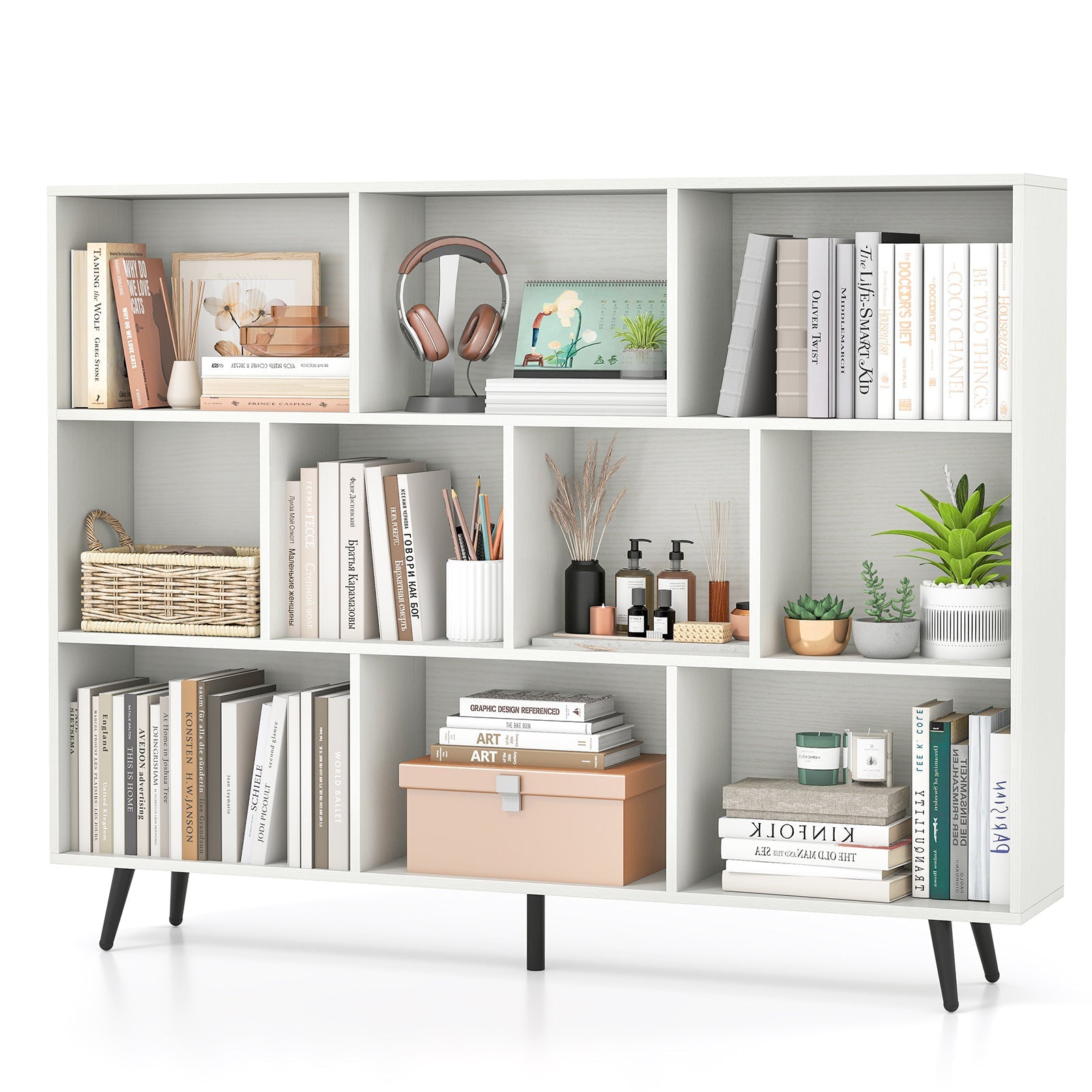 7/8/10-Cube Bookcase with 5 Tapered Metal Legs