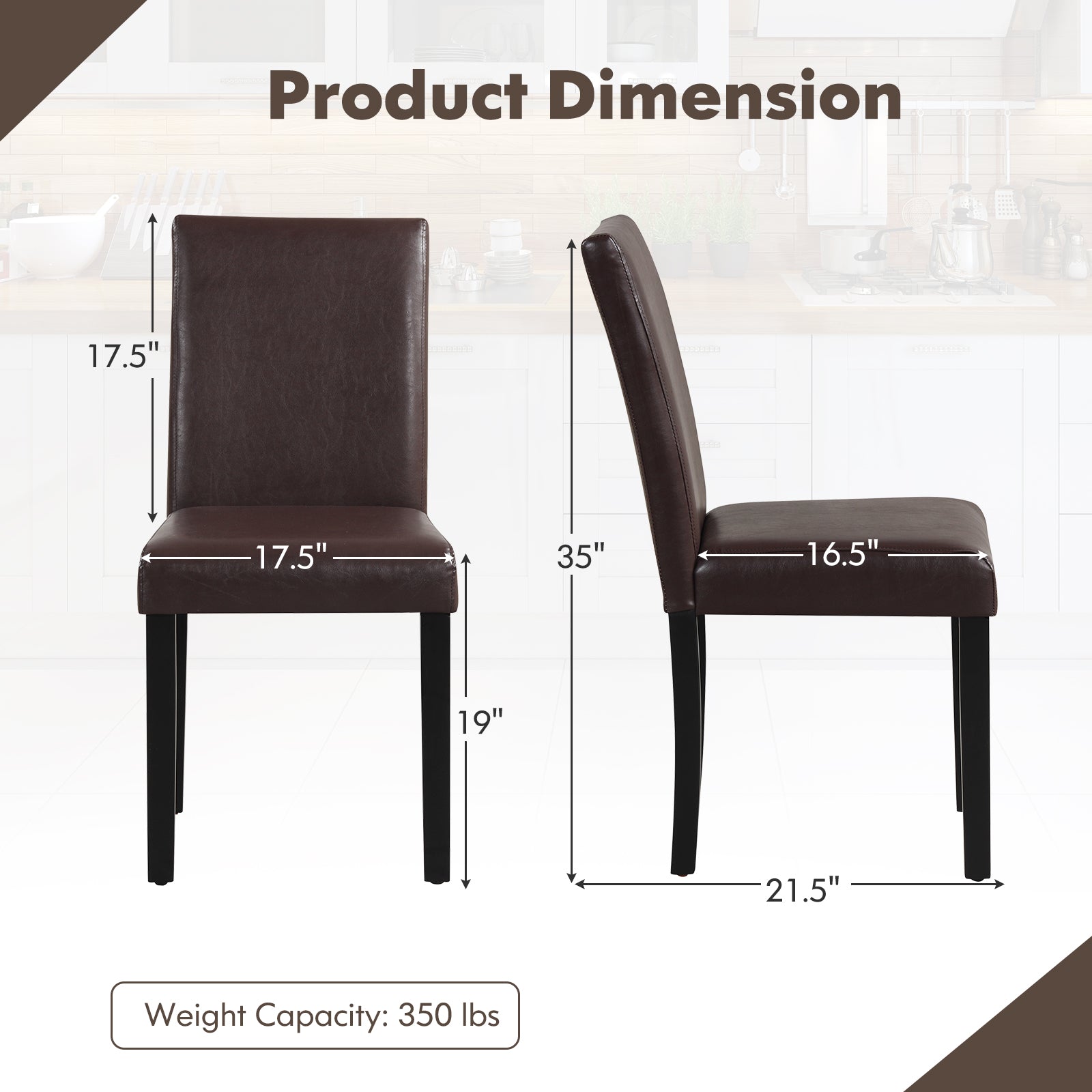 Dining Chair Set of 4 Upholstered Kitchen Dinette Chairs with Wood Frame