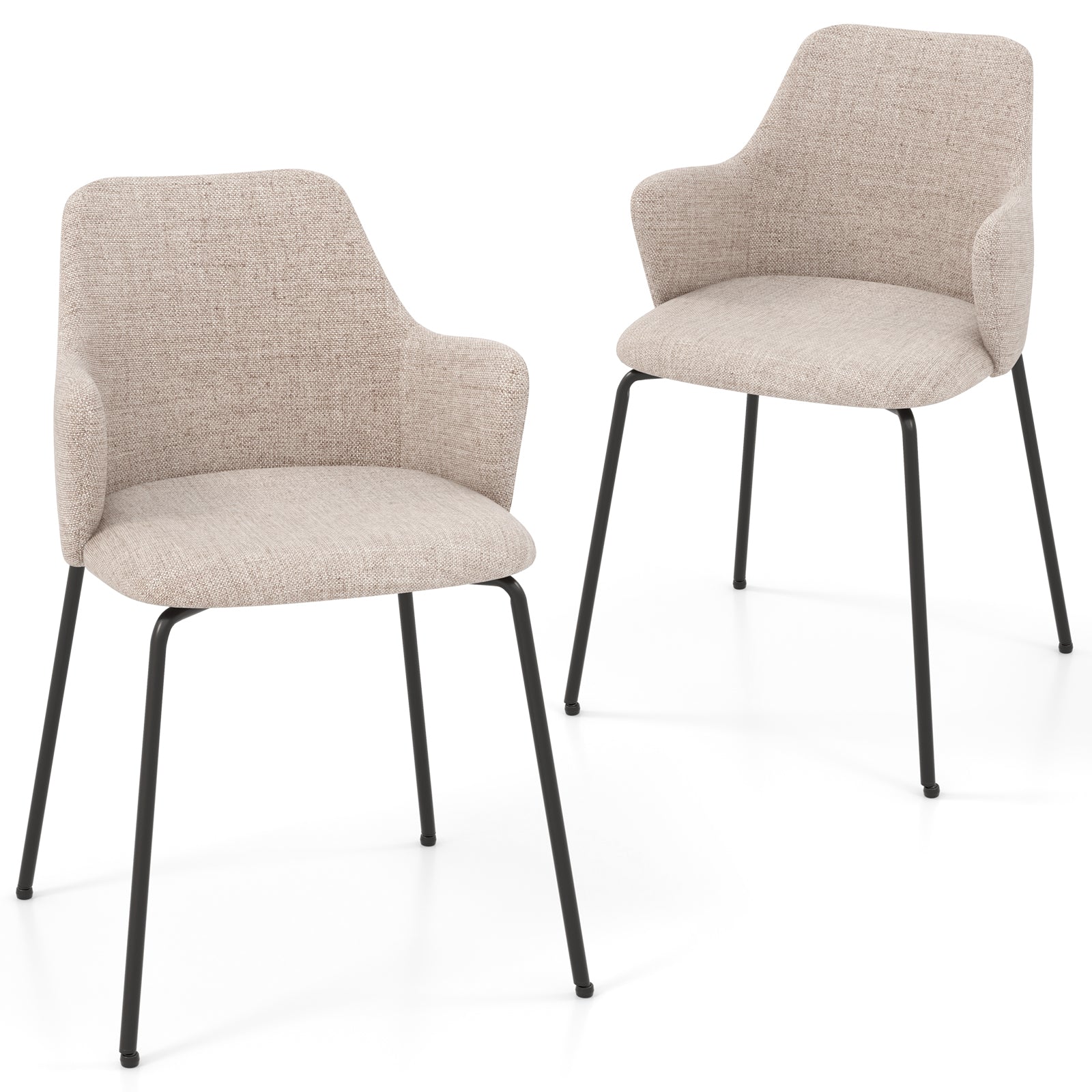 Dining Chairs Set of 2 with Curved Backrest Wide Seat and Armrests