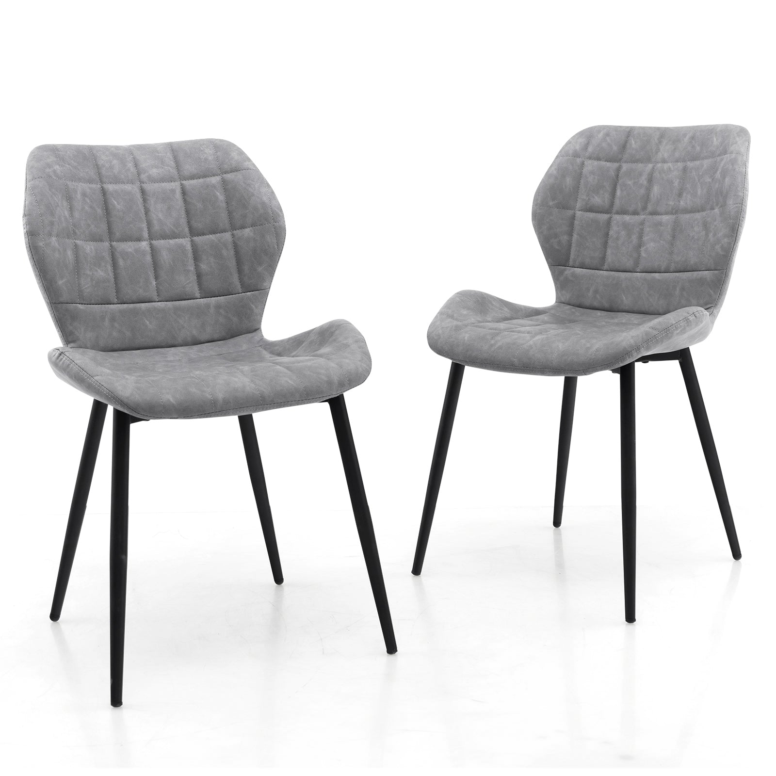 Dining Chairs Set of 2 with Padded Back Metal Legs and Adjustable Foot Pads