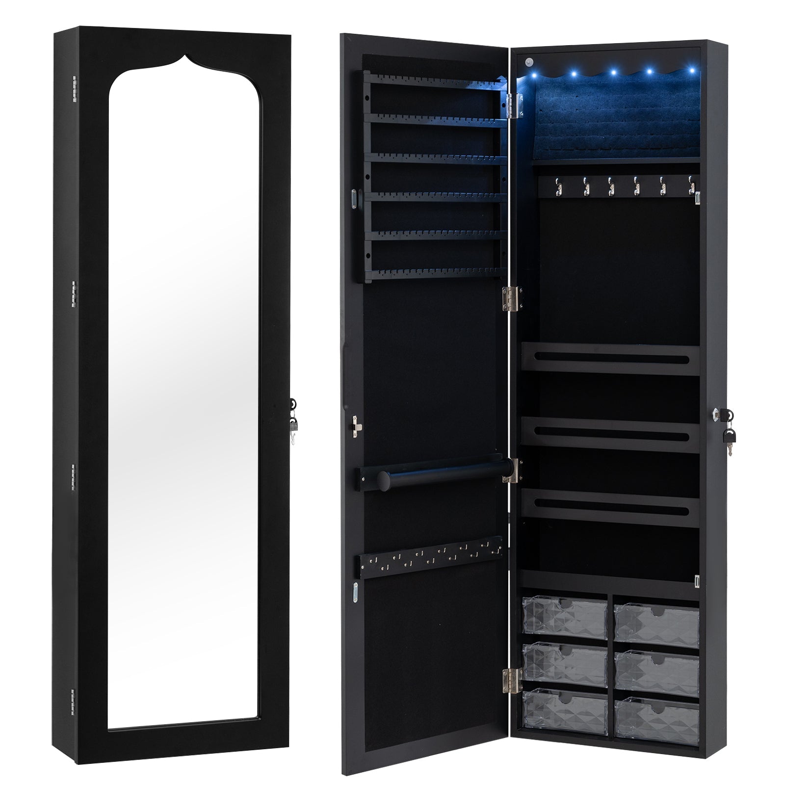 5 LEDs Jewelry Armoire Wall Mounted / Door Hanging Mirror
