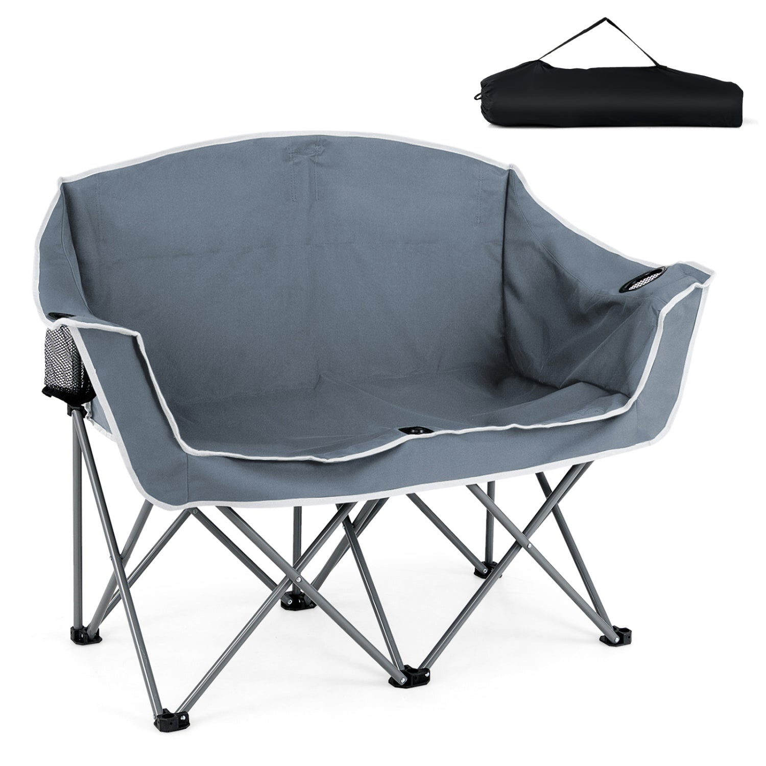 Duo Camping Chair Portable Oversized Loveseat with Armrests and Cup Holders-Green