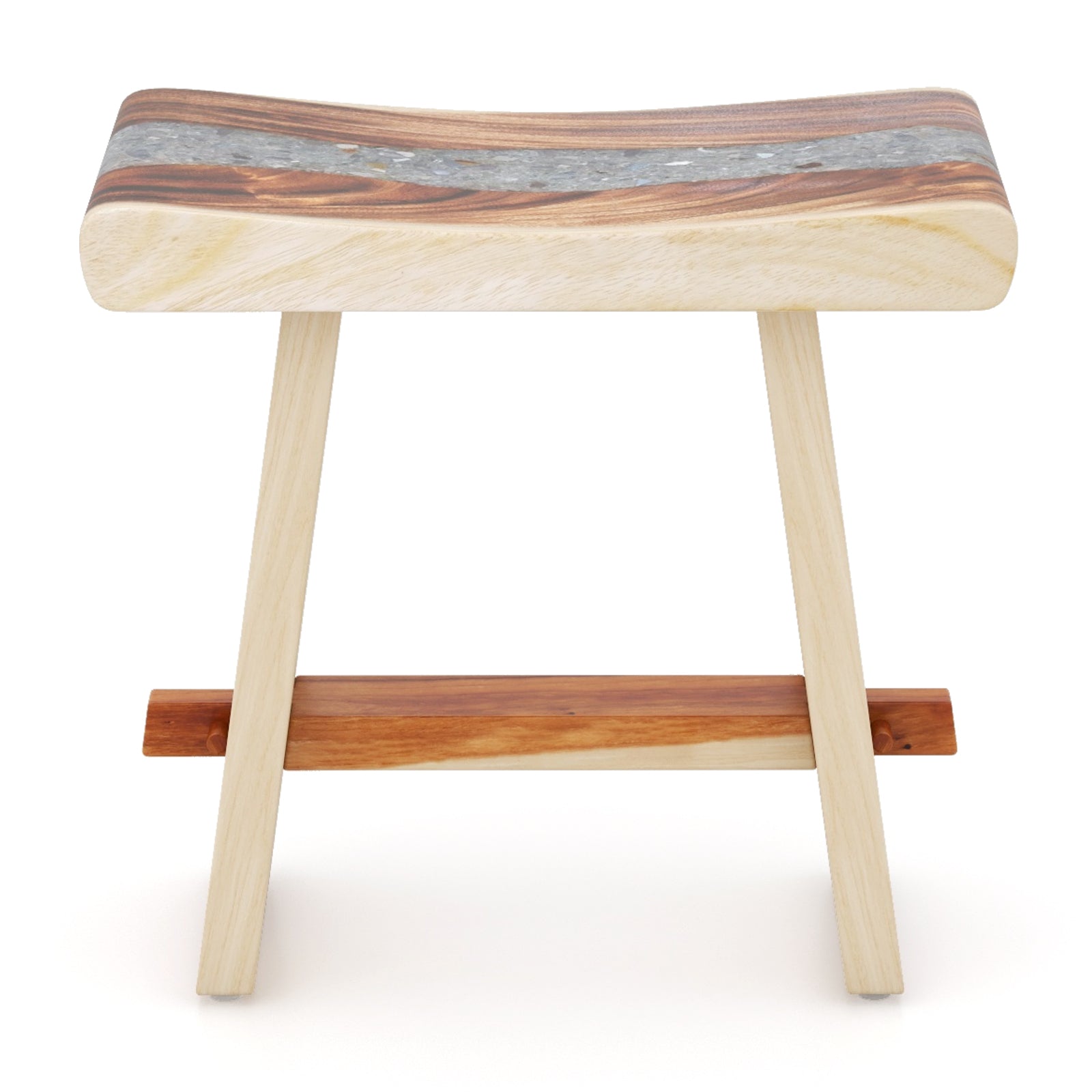 Fully Assembled Shower Stool with Epoxy Finish and Curved Seat