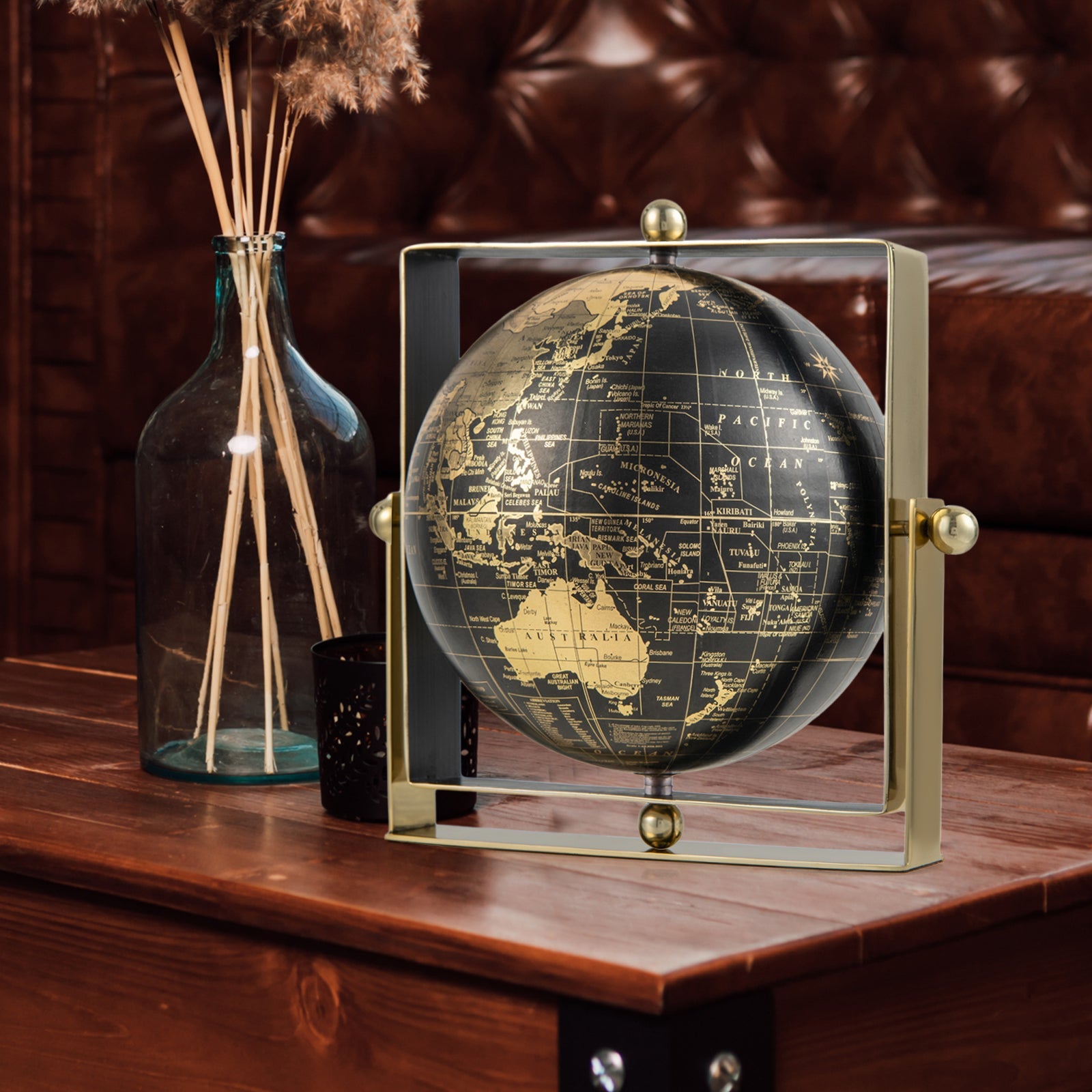 Geographic 6/ 8/ 10 Inch World Globe with Clear Printing and Square Frame