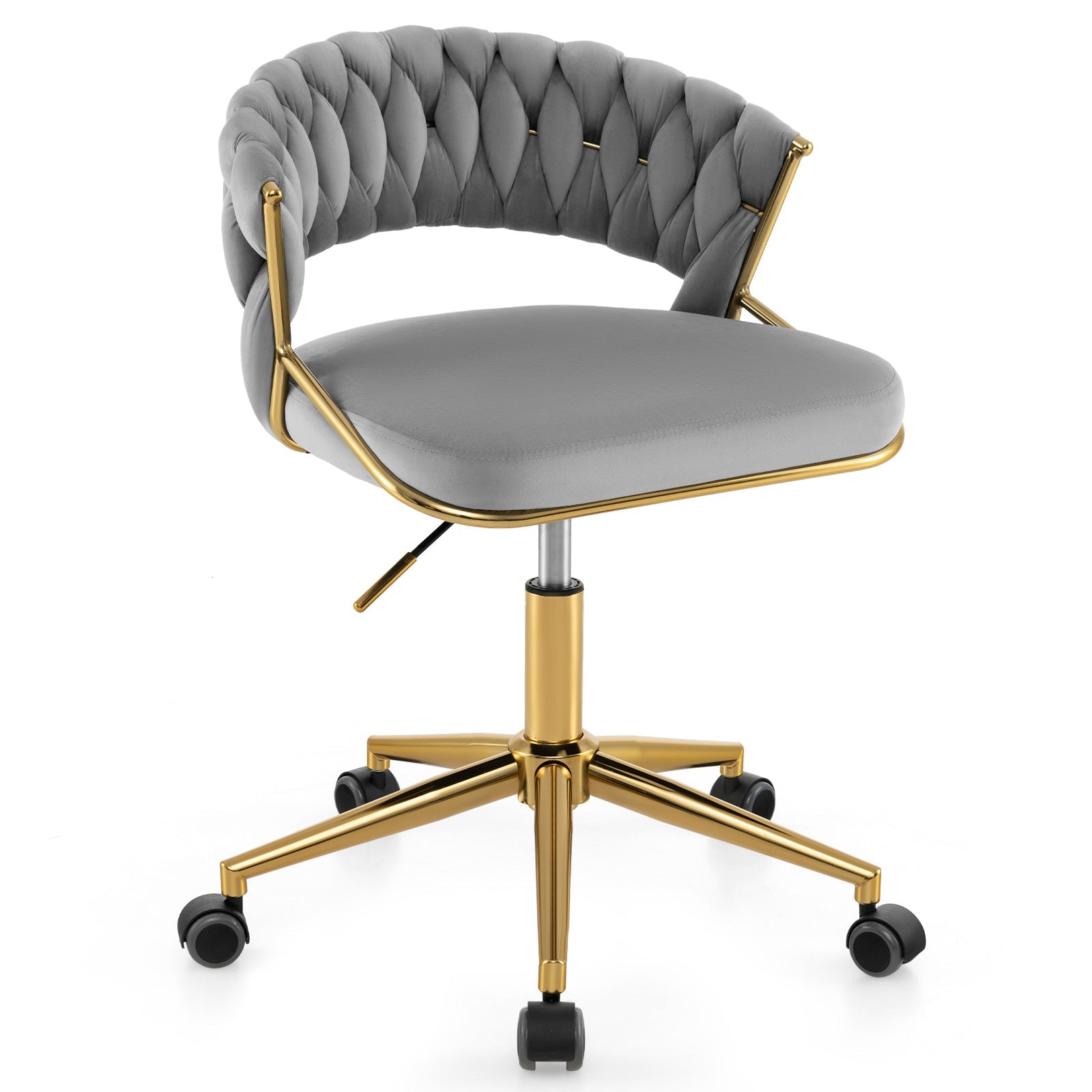 360¬∞ Height Adjustable Swivel Upholstered Desk Computer Chair with Hand-woven Back