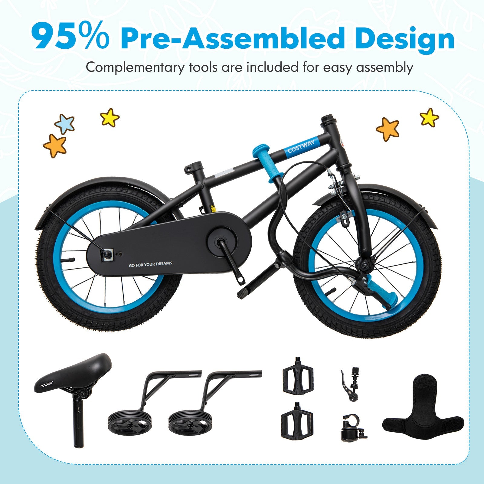 Kids Bike with Adjustable Handlebar and Saddle Black