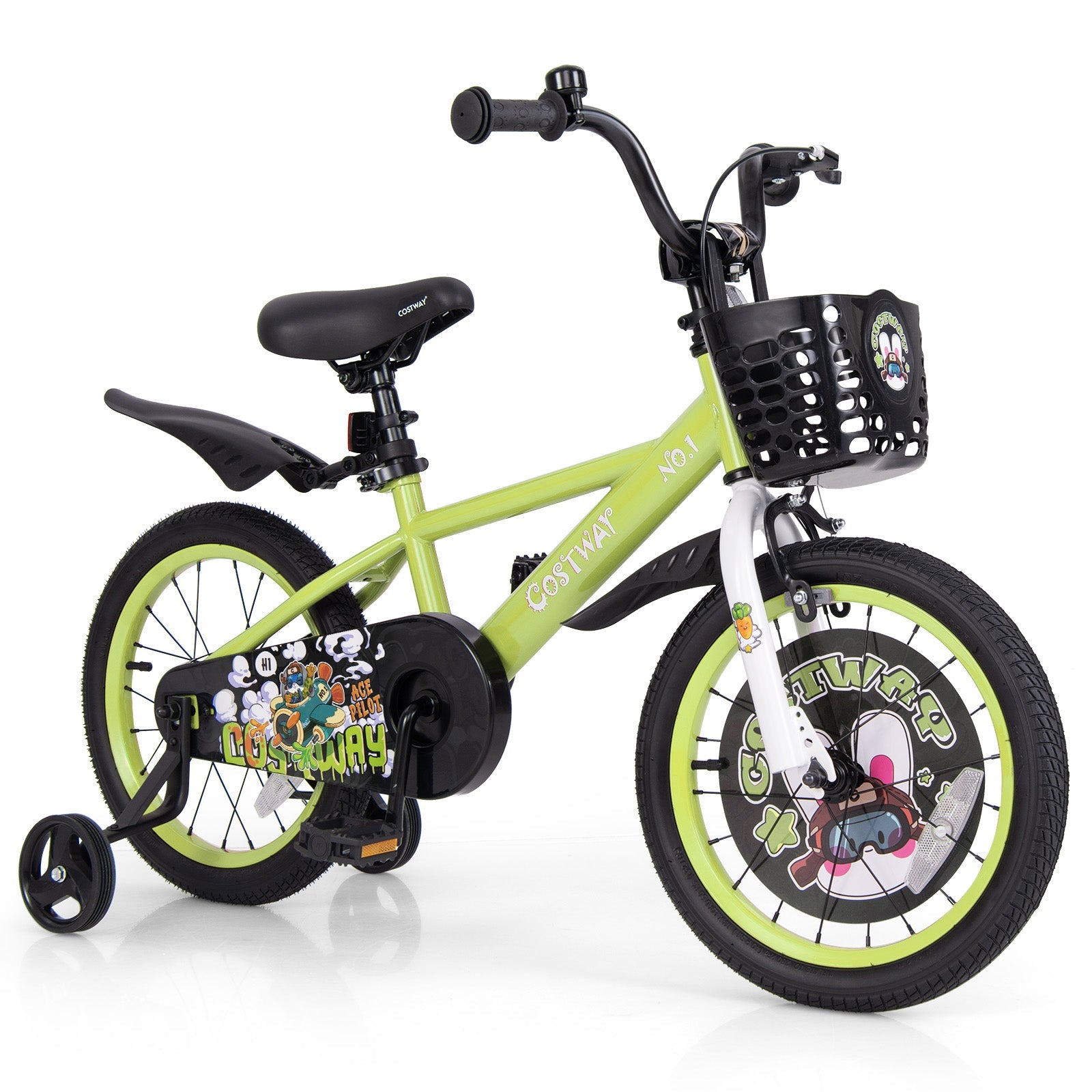 14 Inch Kids Bike Adjustable with Detachable Training Wheels for 3-5 Years Old-14 inches