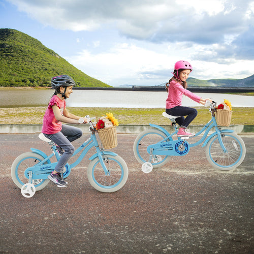14-Inch Kids Bike with Training Wheels and Adjustable Handlebar Seat