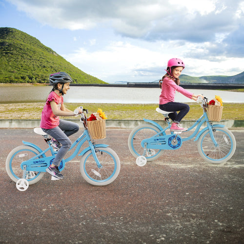 16-Inch Kids Bike with Training Wheels and Adjustable Handlebar Seat