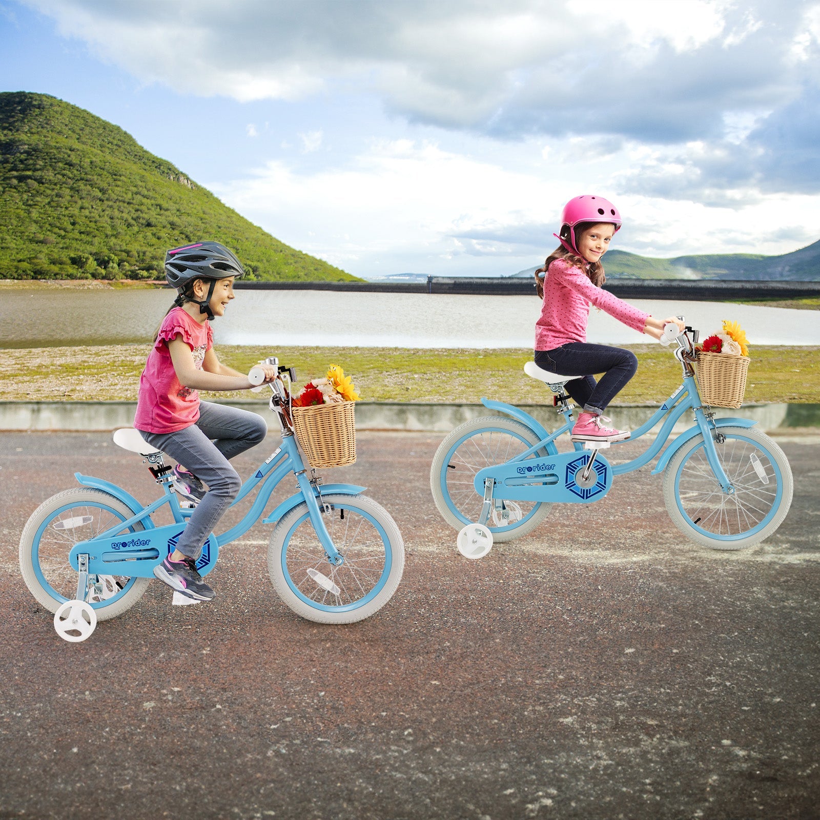 18-Inch Kids Bike with Training Wheels and Adjustable Handlebar Seat