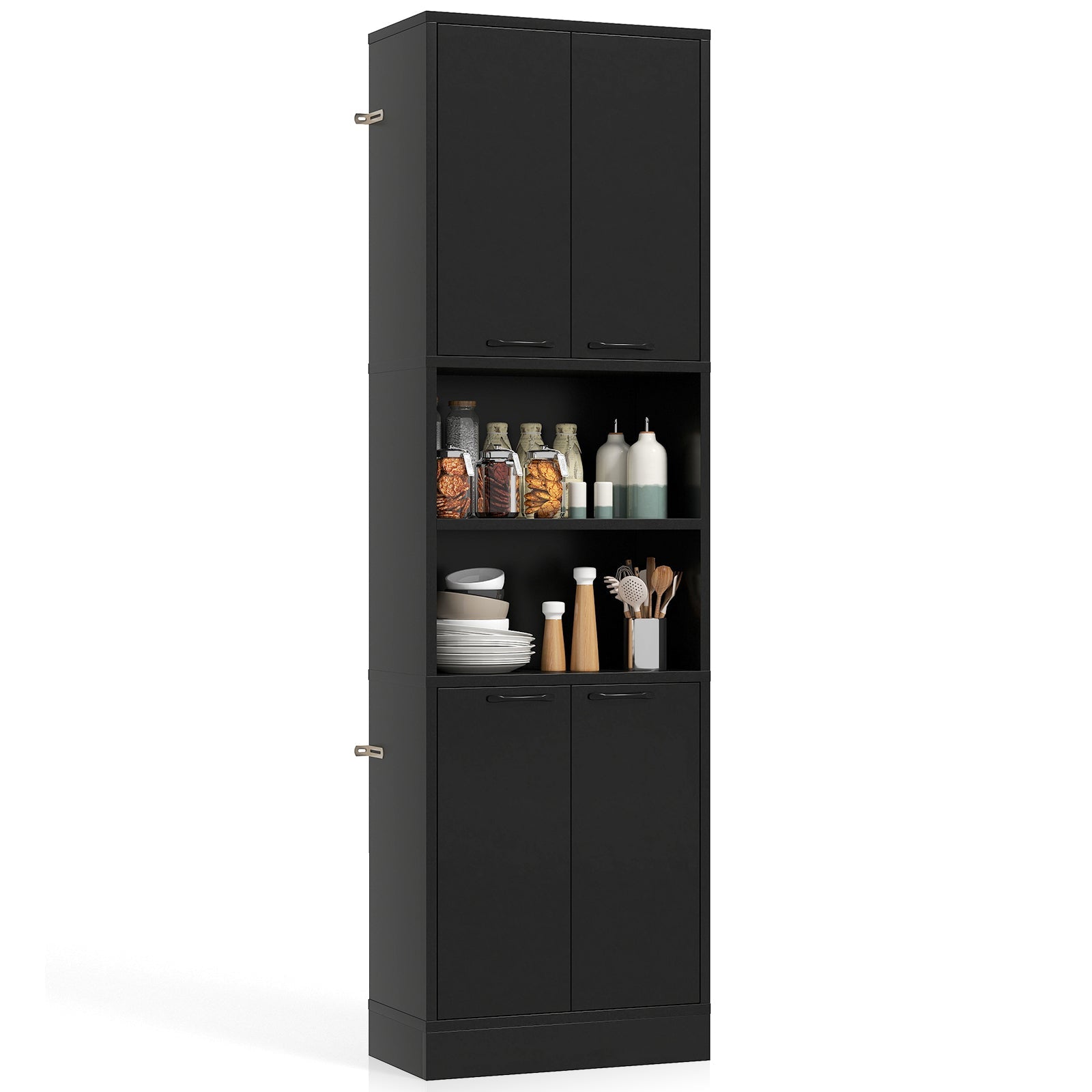75 Inch Kitchen Pantry Cabinet Tall Cupboard with Doors and Shelves
