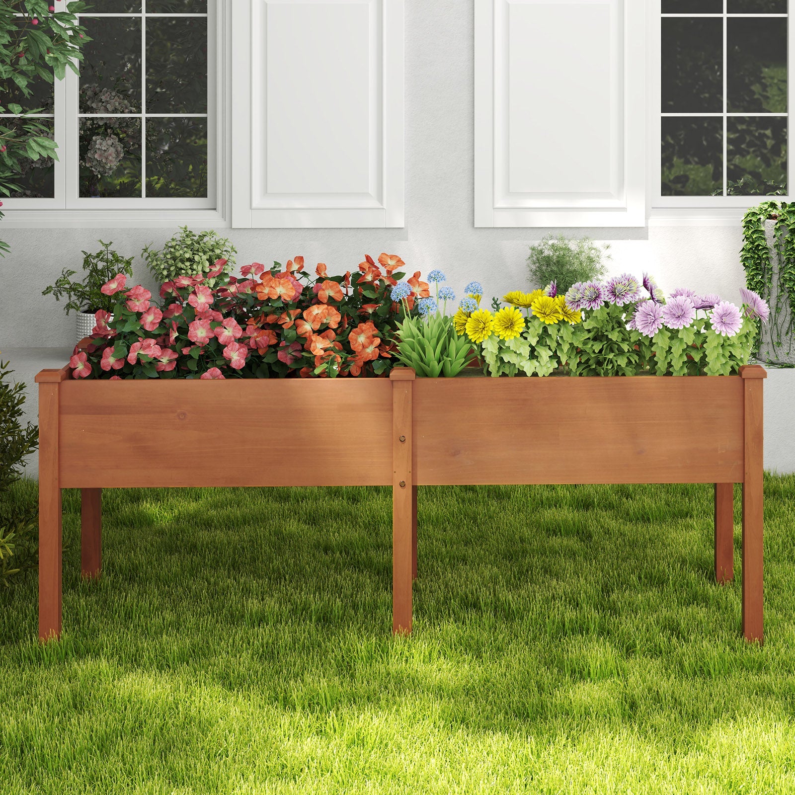Large Raised Garden Bed with Drainage Holes and 6 Supporting Legs