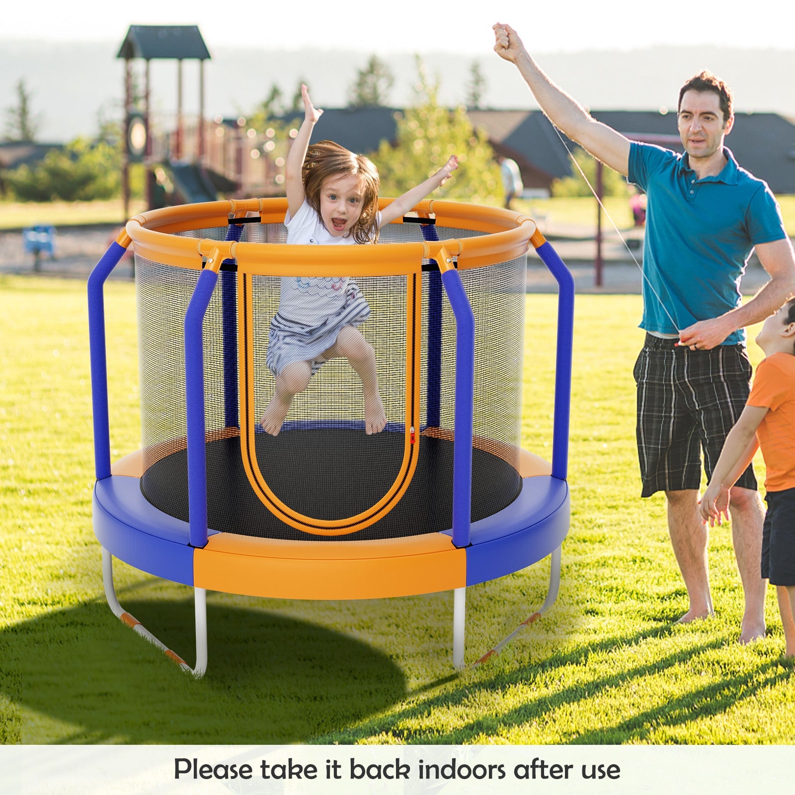 Mini Trampoline with Enclosure and Heavy-duty Metal Frame