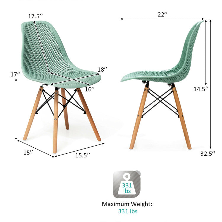Modern 3-Piece Dining Set: Round Table with Set of 2 Hollow Plastic Chairs