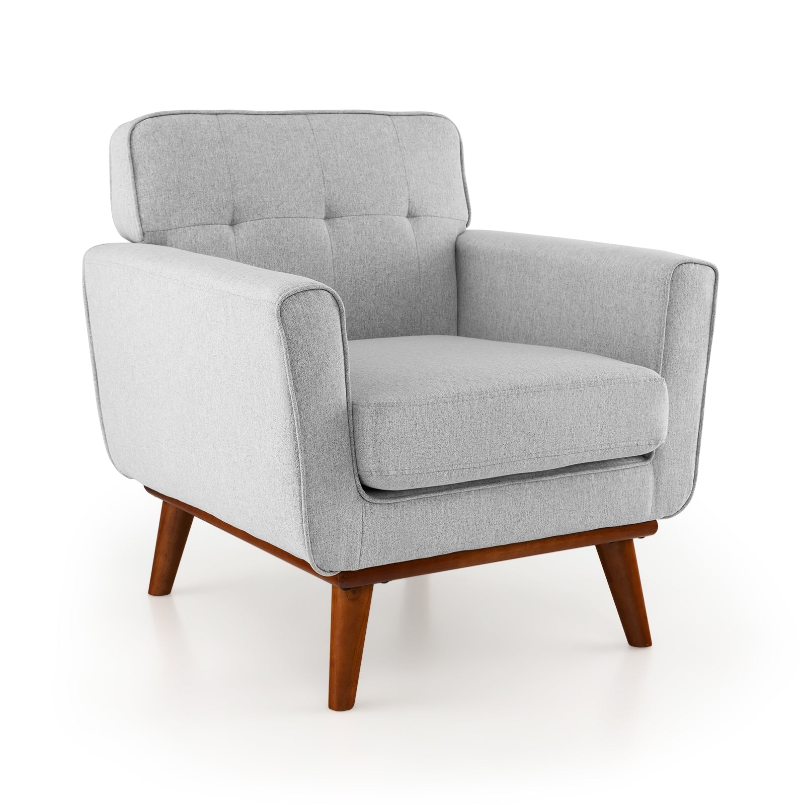 Modern Accent Chair Upholstered Linen Fabric Armchair with Removable Padded Seat Cushion