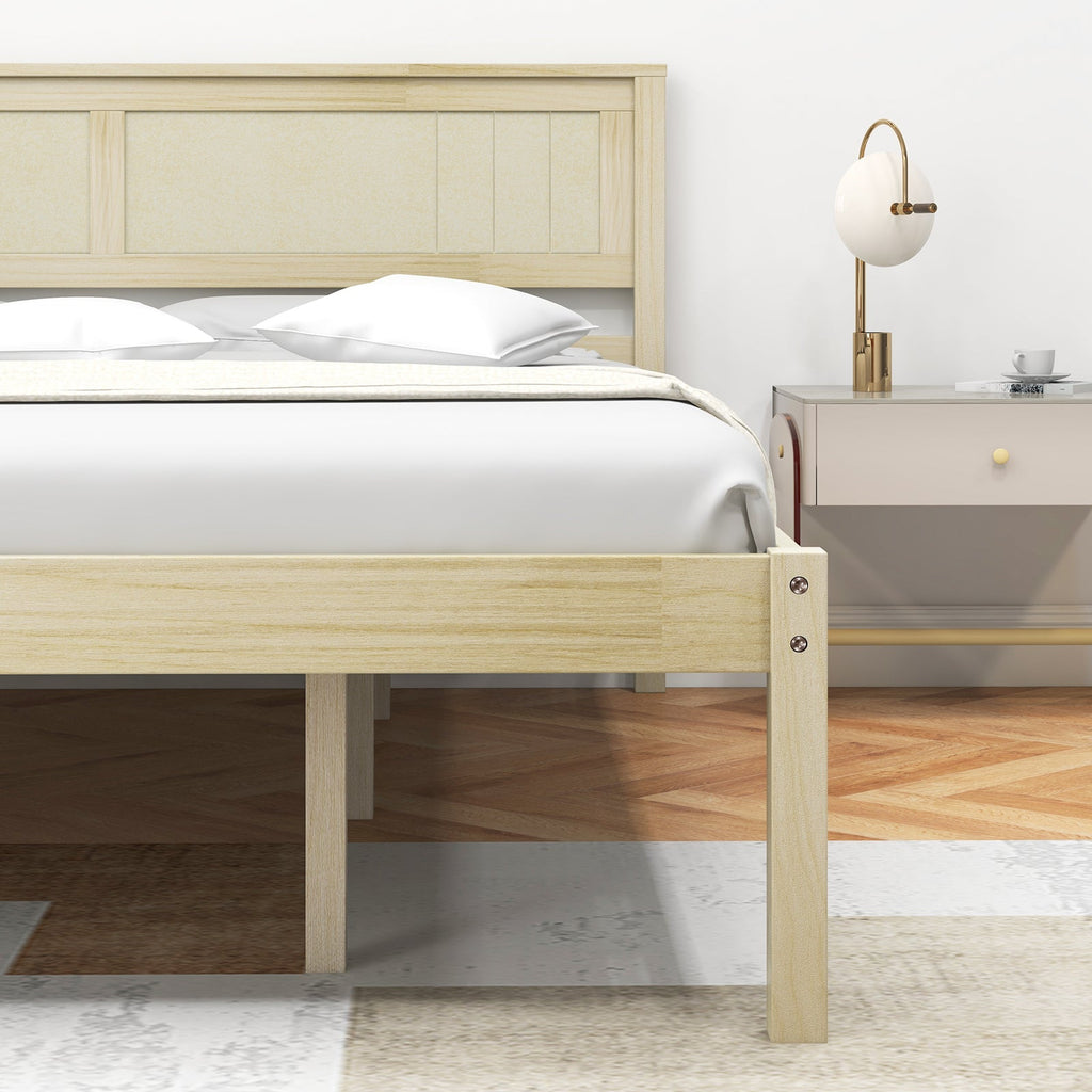 Twin/Full/Queen Size Wooden Bed Frame with Headboard and Slat Support