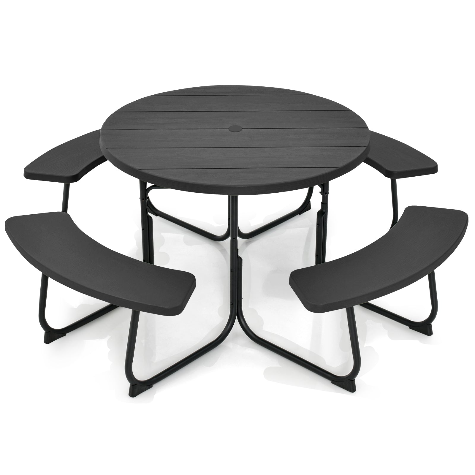 8-Person Outdoor Picnic Table and Bench Set with Umbrella Hole