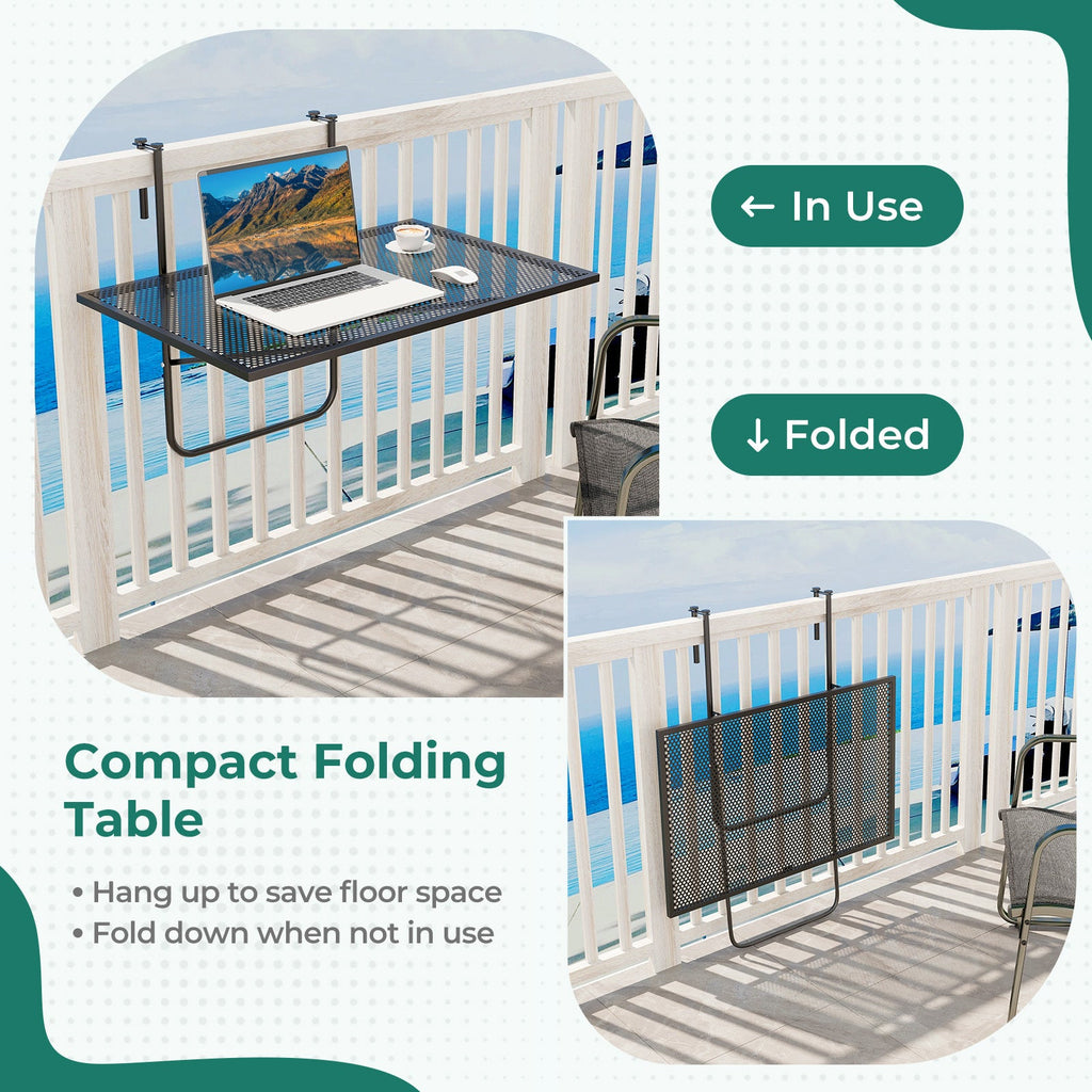 Outdoor Folding Hanging Table with Metal Frame-Black