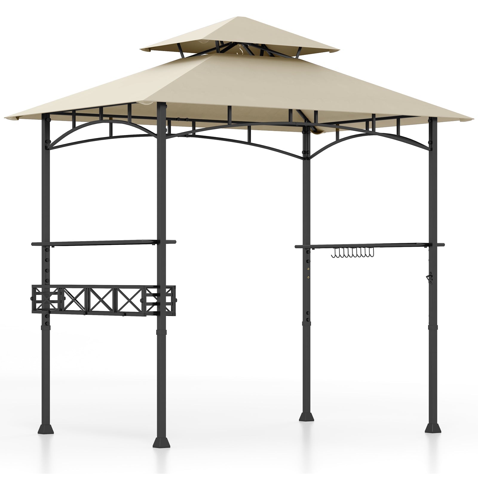 8 x 5 Feet Outdoor Grill Gazebo with 2 Side Shelves and 10 Hooks