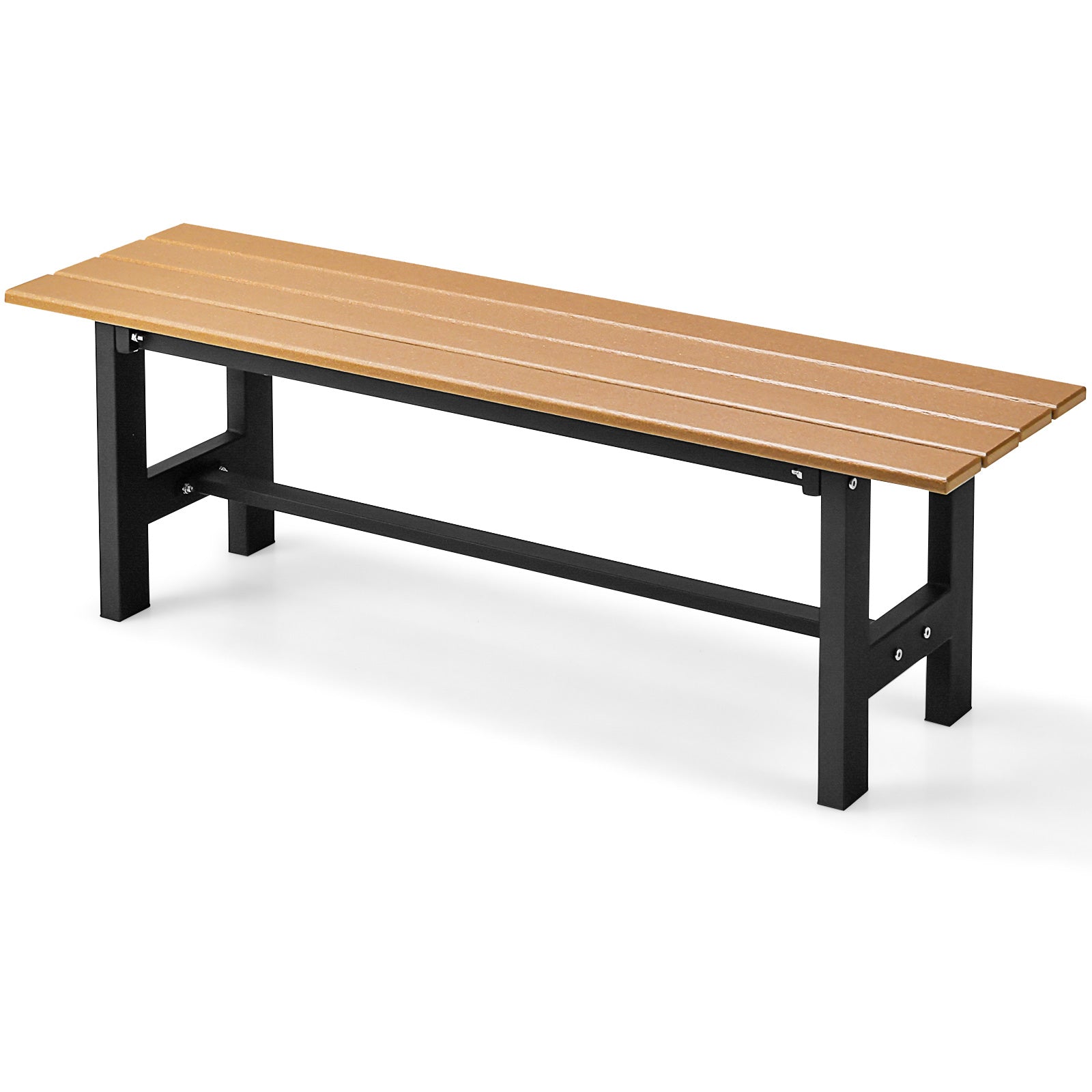 47 Inch Outdoor Chair with Slatted Seat Plastic Coated Iron Frame