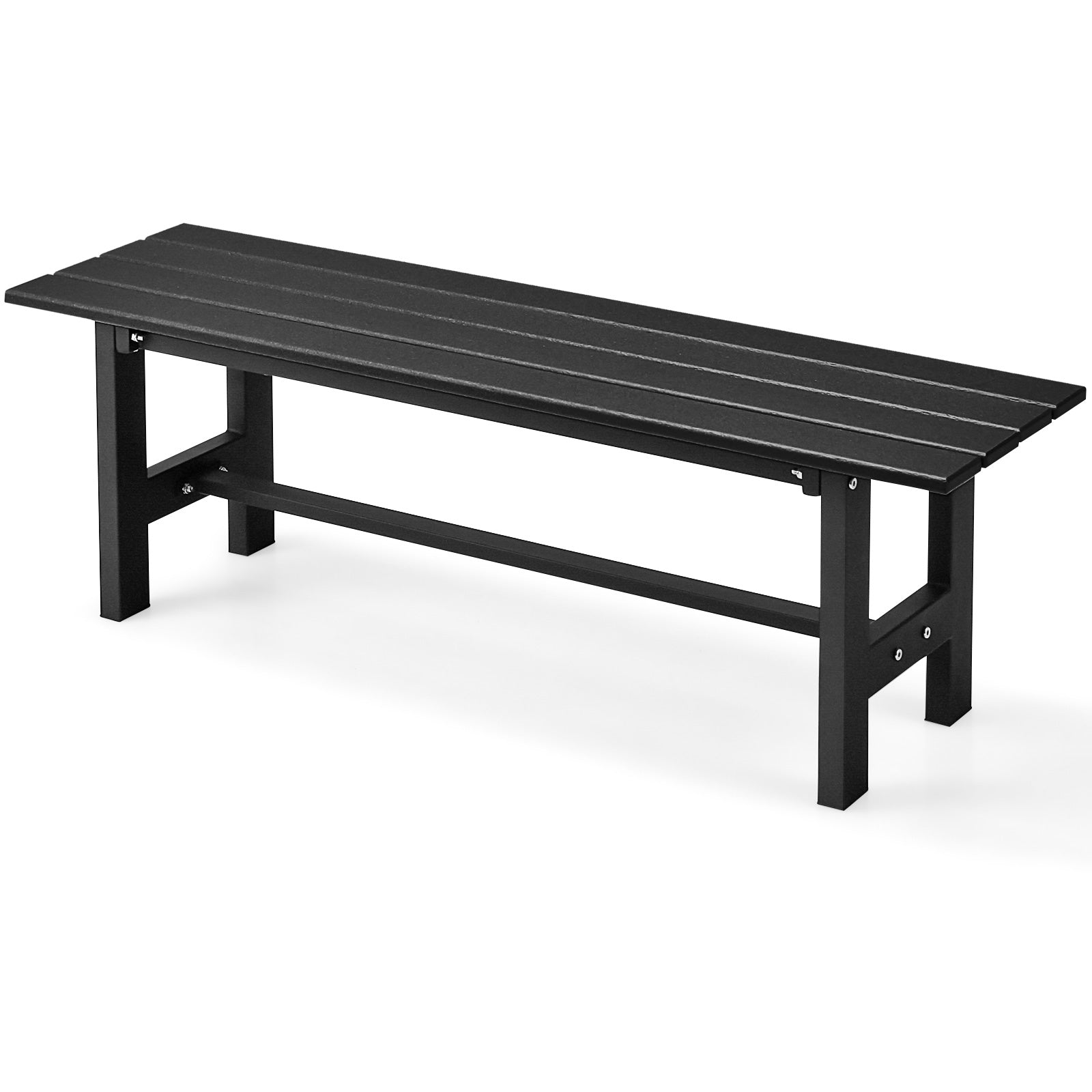 47 Inch Outdoor Chair with Slatted Seat Plastic Coated Iron Frame
