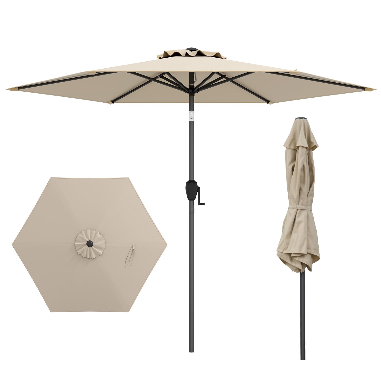 7.5 feet Outdoor Patio Heavy Duty Market Umbrella with Push Button Tilt