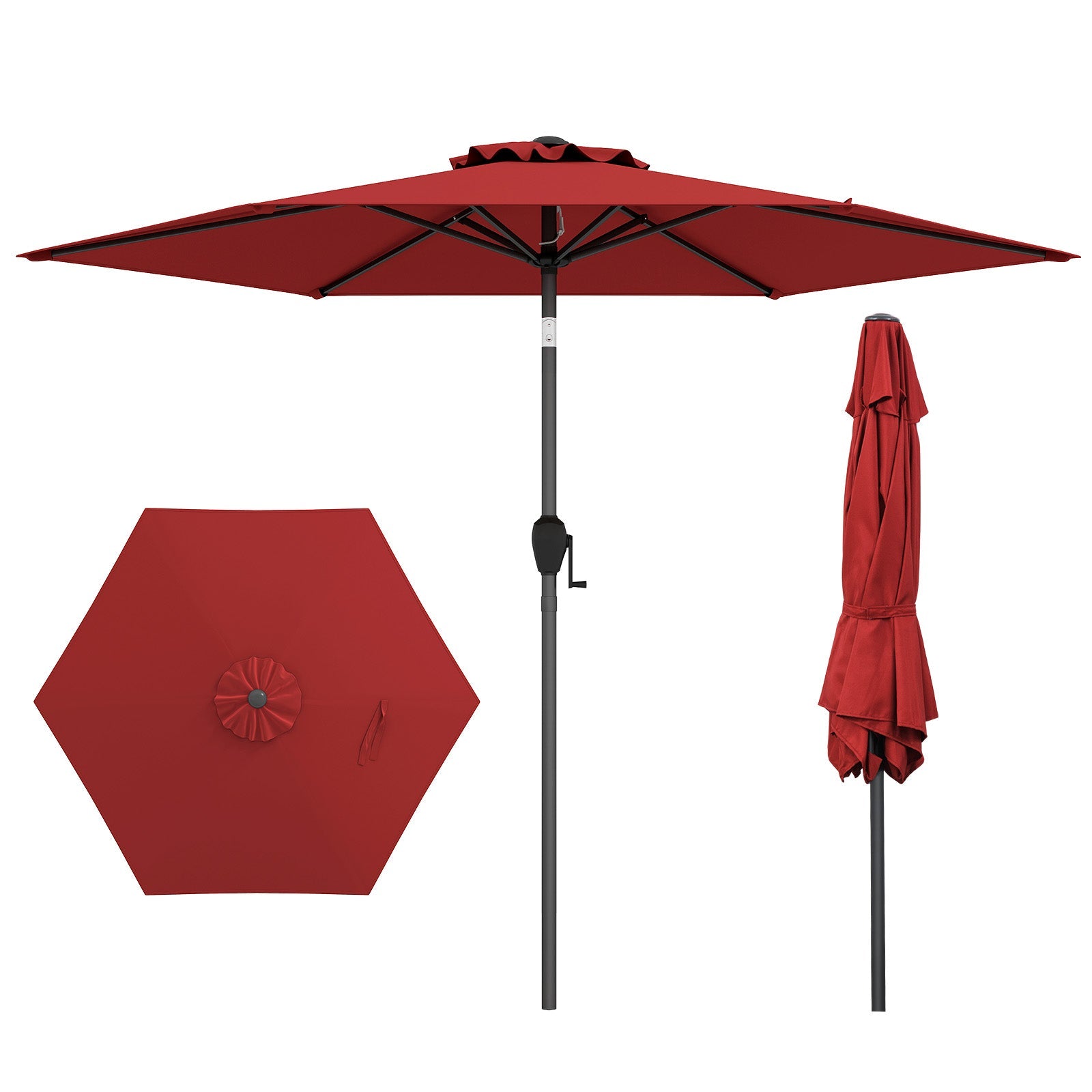 7.5 feet Outdoor Patio Heavy Duty Market Umbrella with Push Button Tilt