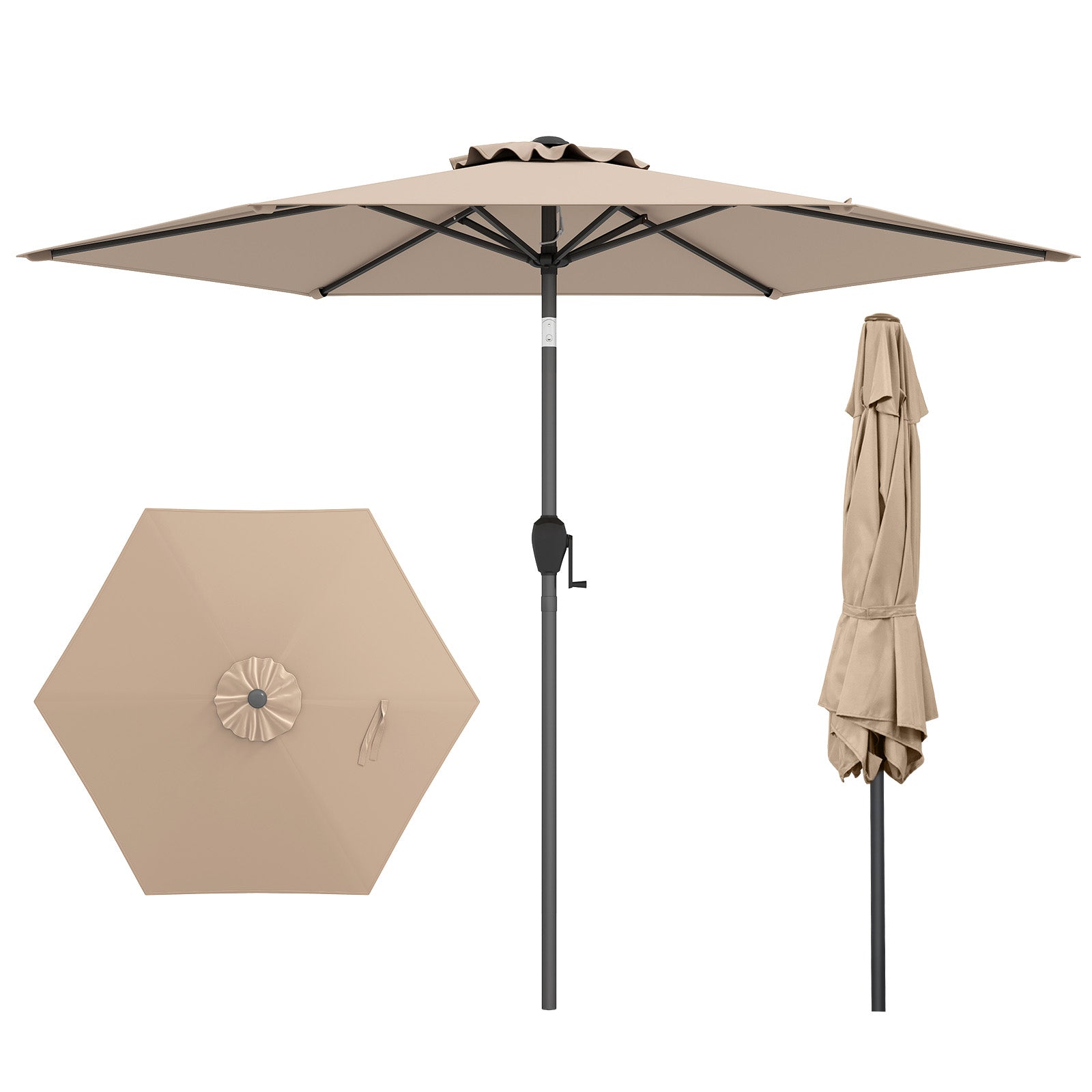 7.5 feet Outdoor Patio Heavy Duty Market Umbrella with Push Button Tilt