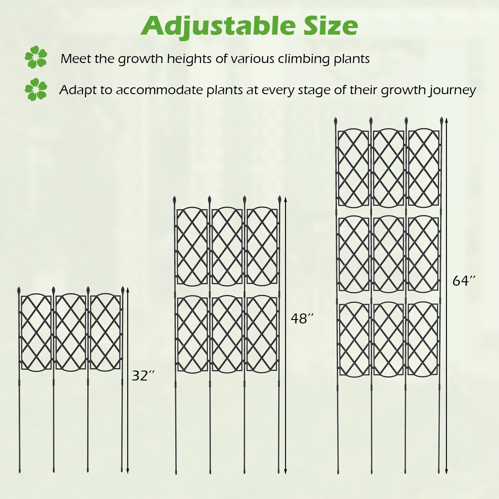 3-Pack Outdoor Plant Support Frame for Raised Garden Bed
