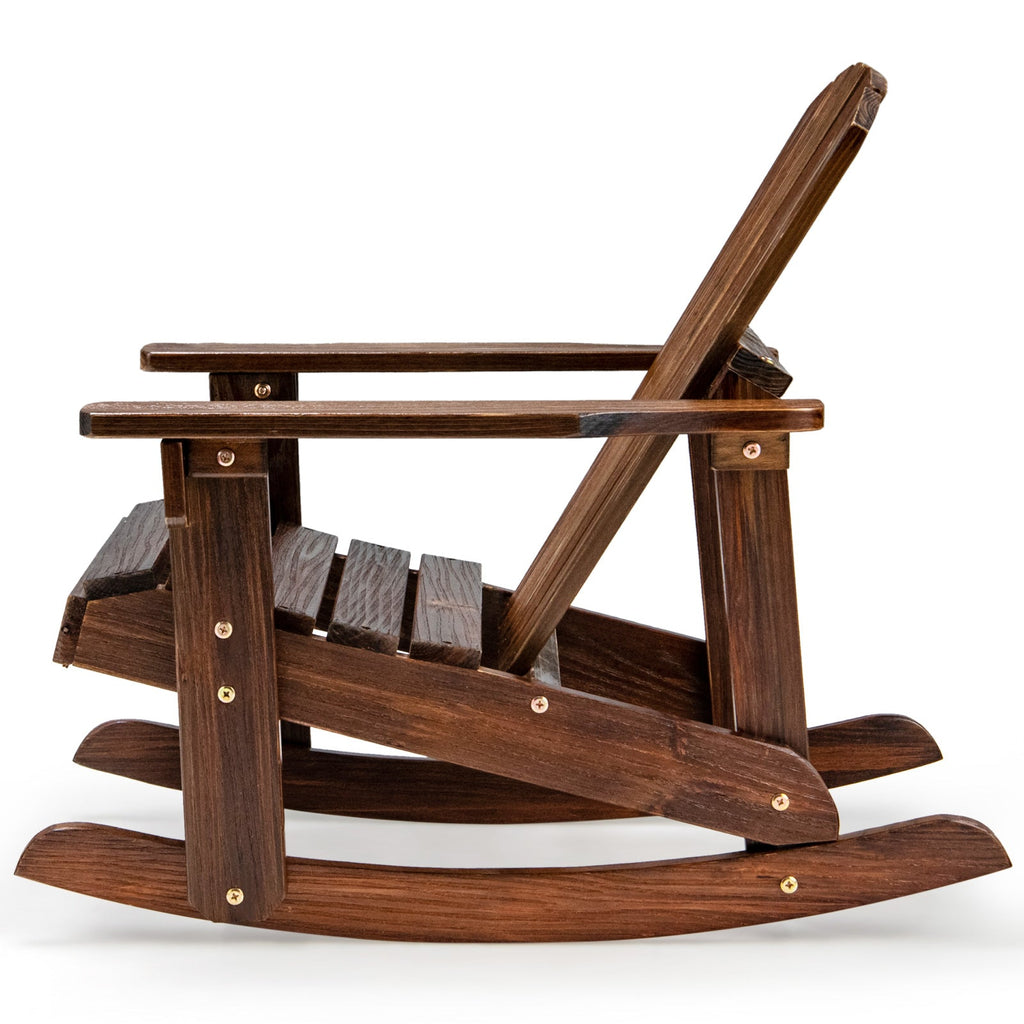 Outdoor Wooden Kid Adirondack Rocking Chair with Slatted Seat