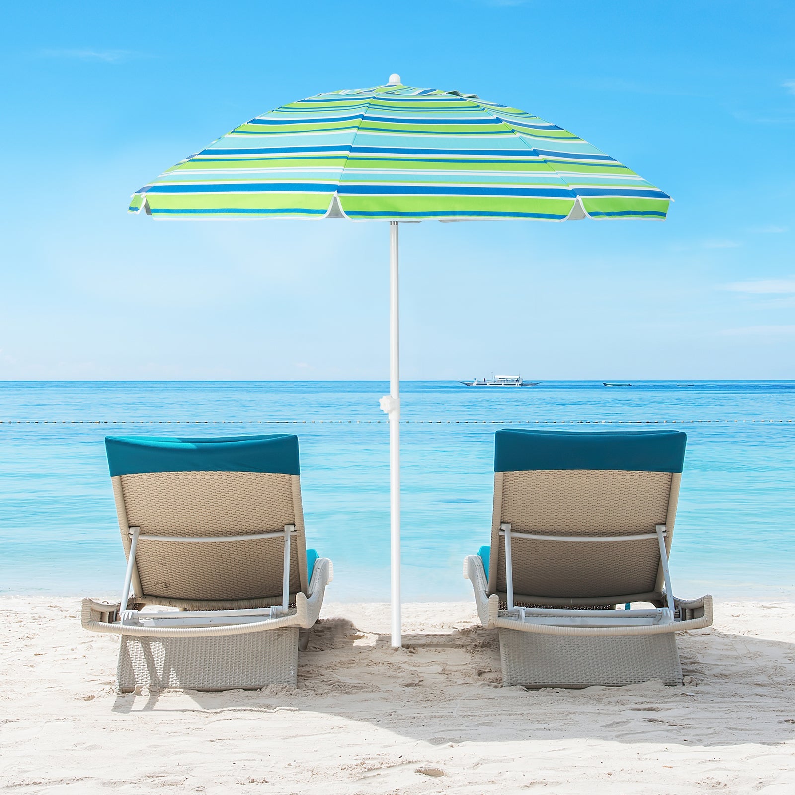 6.5 Feet Patio Beach Umbrella with Waterproof Polyester Fabric