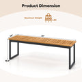 Patio Dining Bench Backless with Slatted Seat and Metal Legs