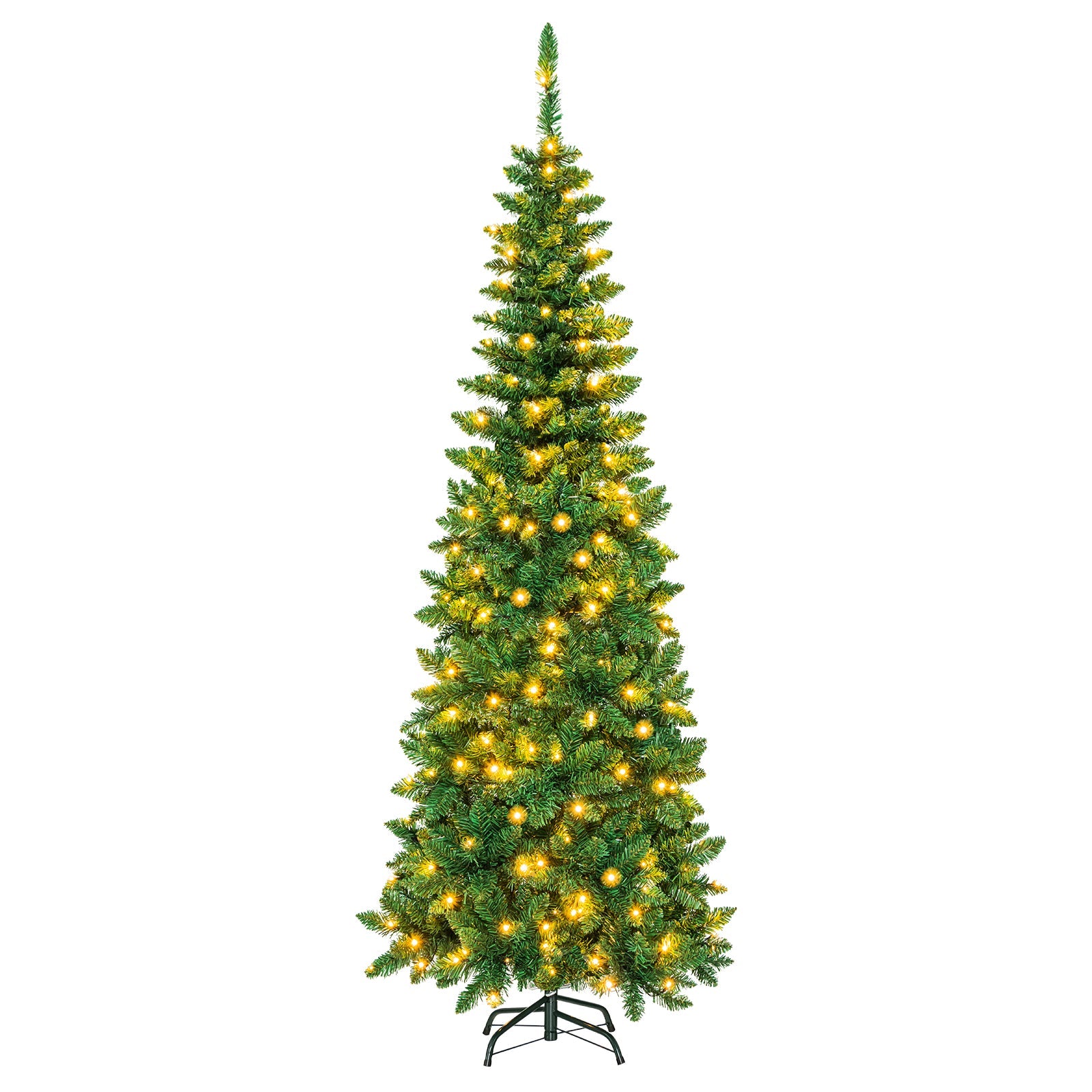 4.5 ft Pre-Lit Premium Hinged Artificial Fir Pencil Christmas Tree with LED Lights