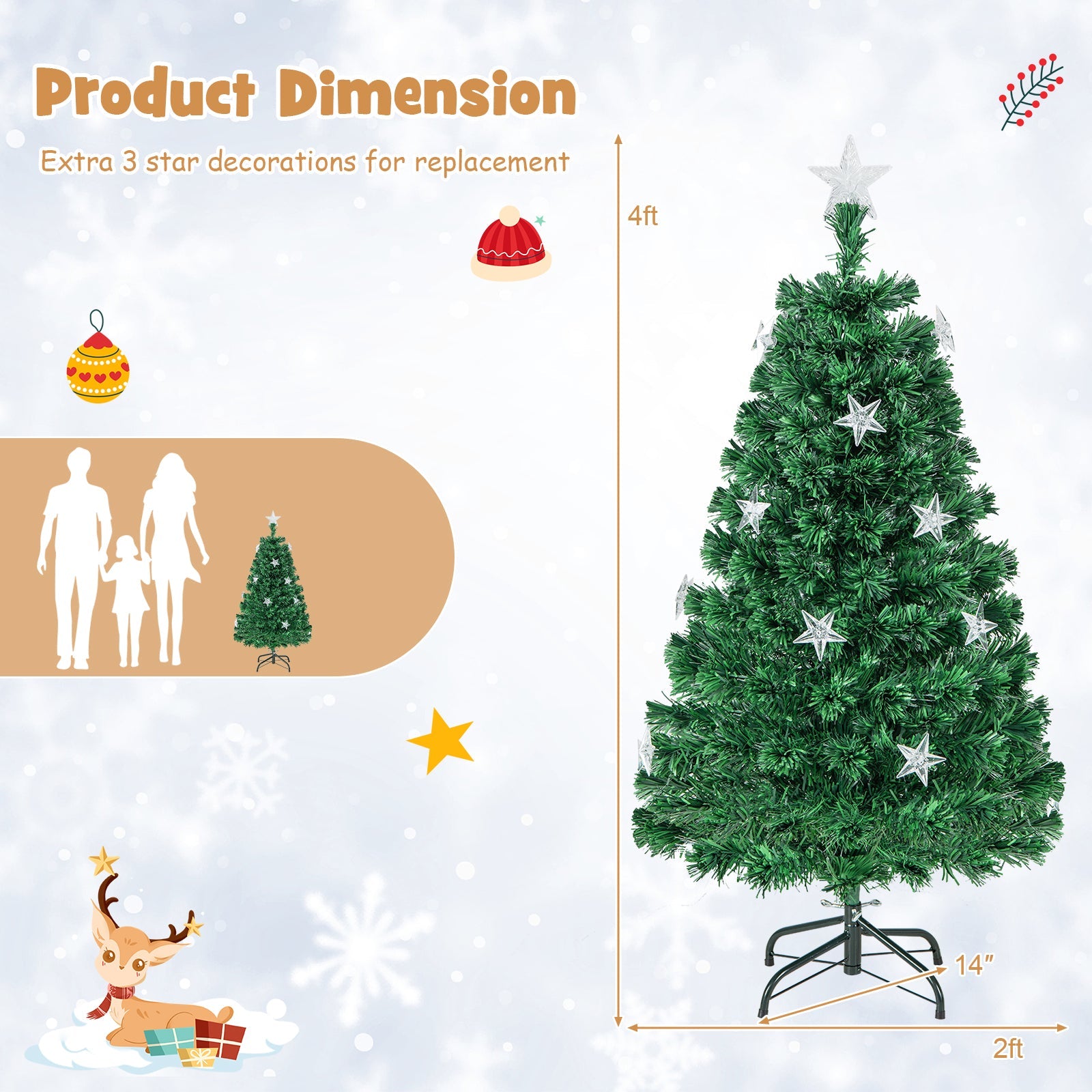 Prelit Fiber Optic Christmas Tree with Warm White Lights