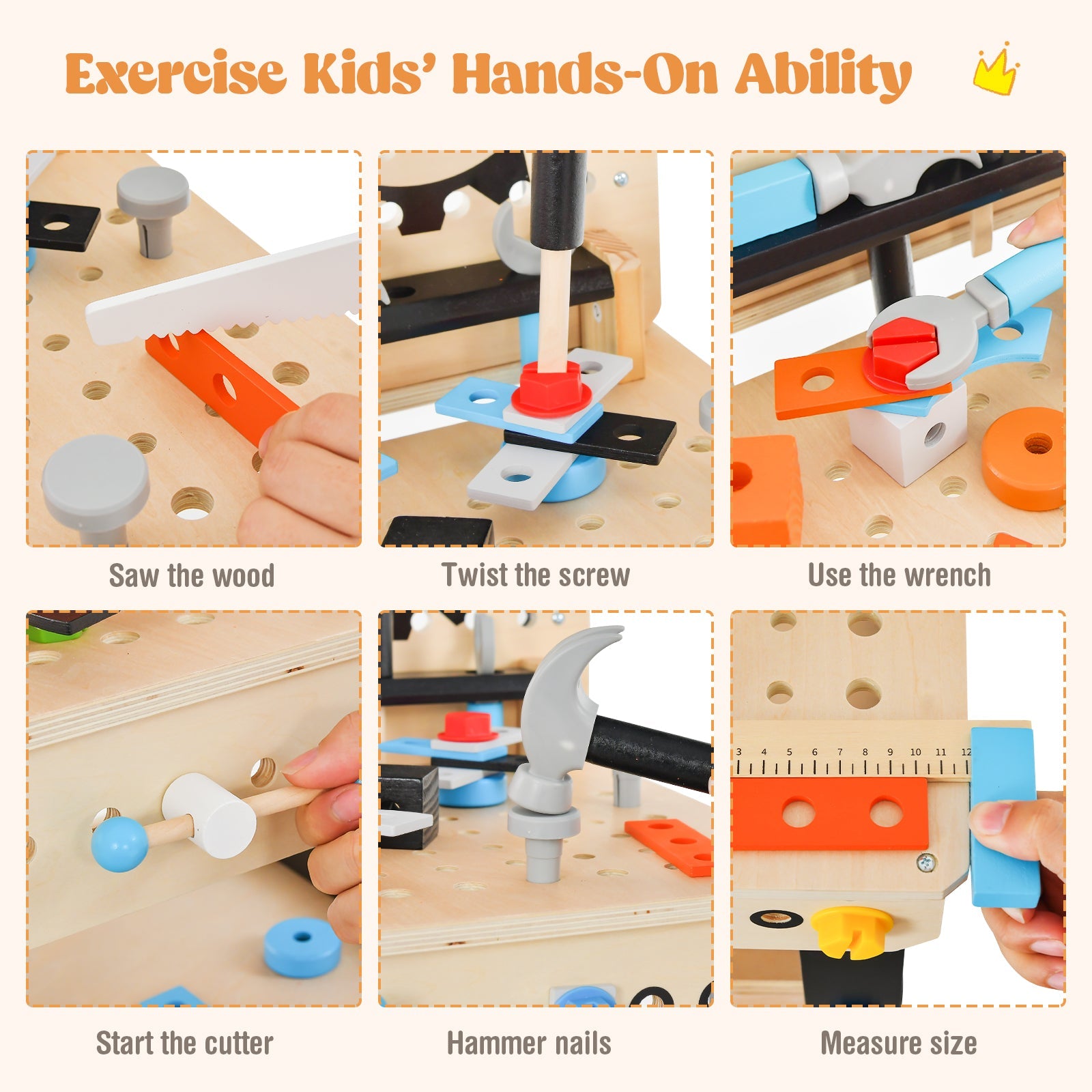 Pretend Play Workbench with Tools Set and Realistic Accessories